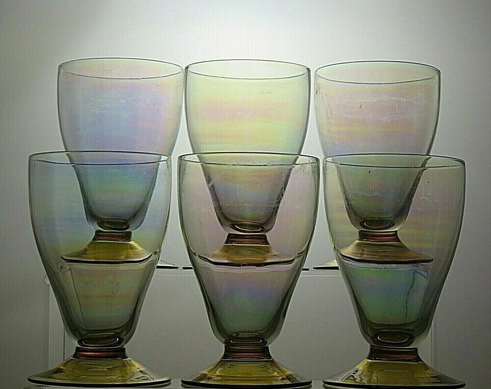 The Unbranded Brand Vintage Amber And Clear Set Of 6 Ice Tea Glasses 4 3/4" Size ONE SIZE - 3 Thumbnail