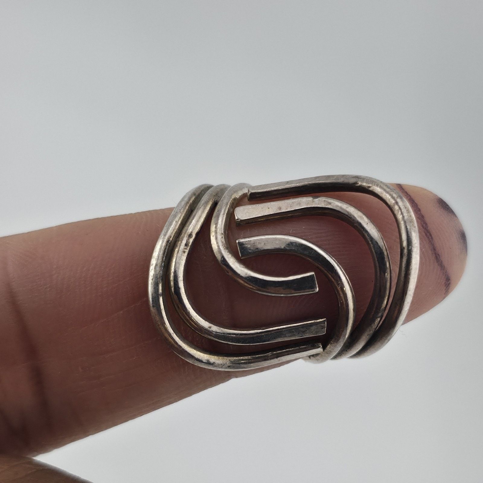 Other Vintage Sterling Silver Modernist Swirl Ring 7.5 Abstract Size ONE SIZE - 2 Thumbnail