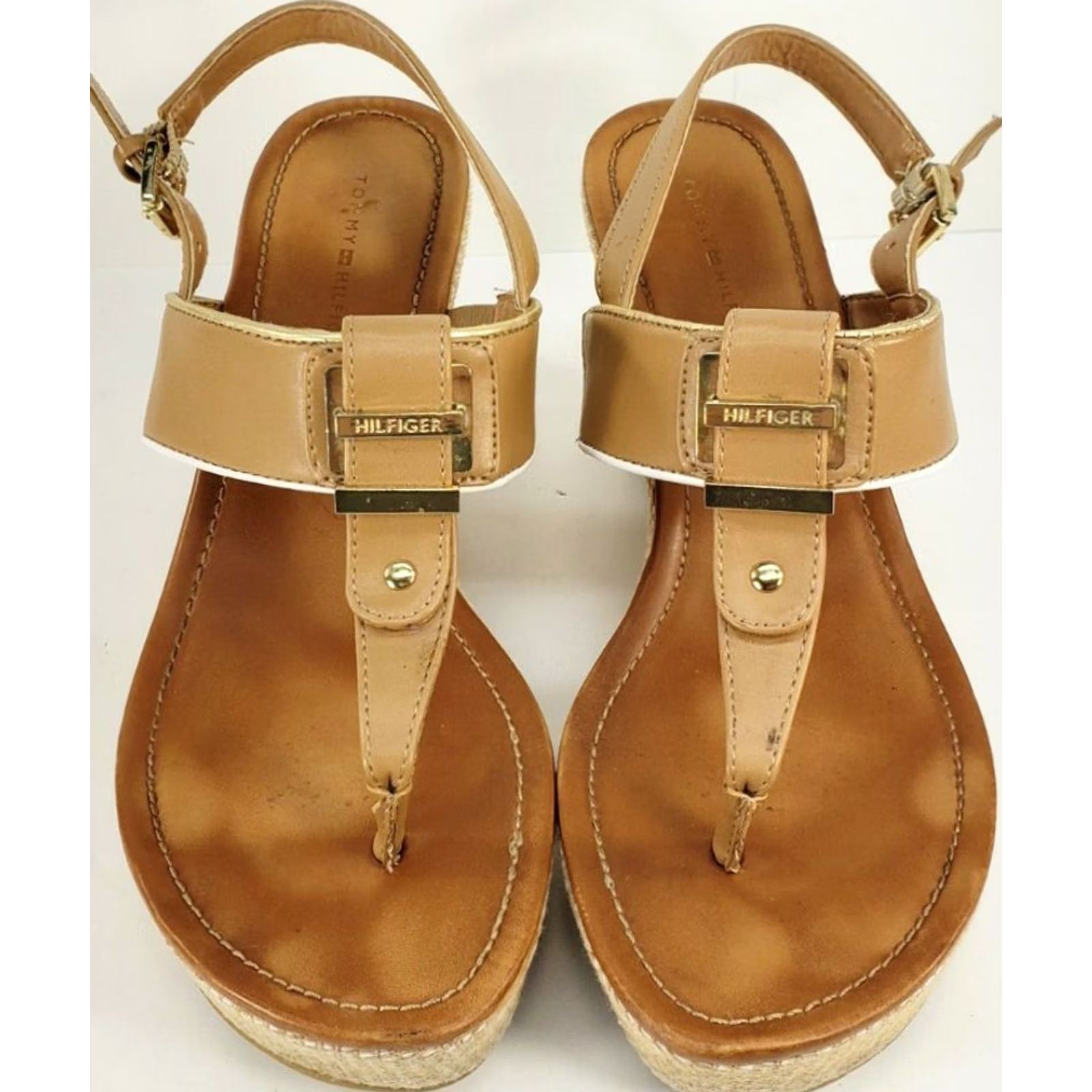 Tommy Hilfiger Tommy Hilfiger Womens TWMAREE Platform Cork Sandals Tan Gold Size 6.5M Size US 7 / IT 37 - 5 Thumbnail