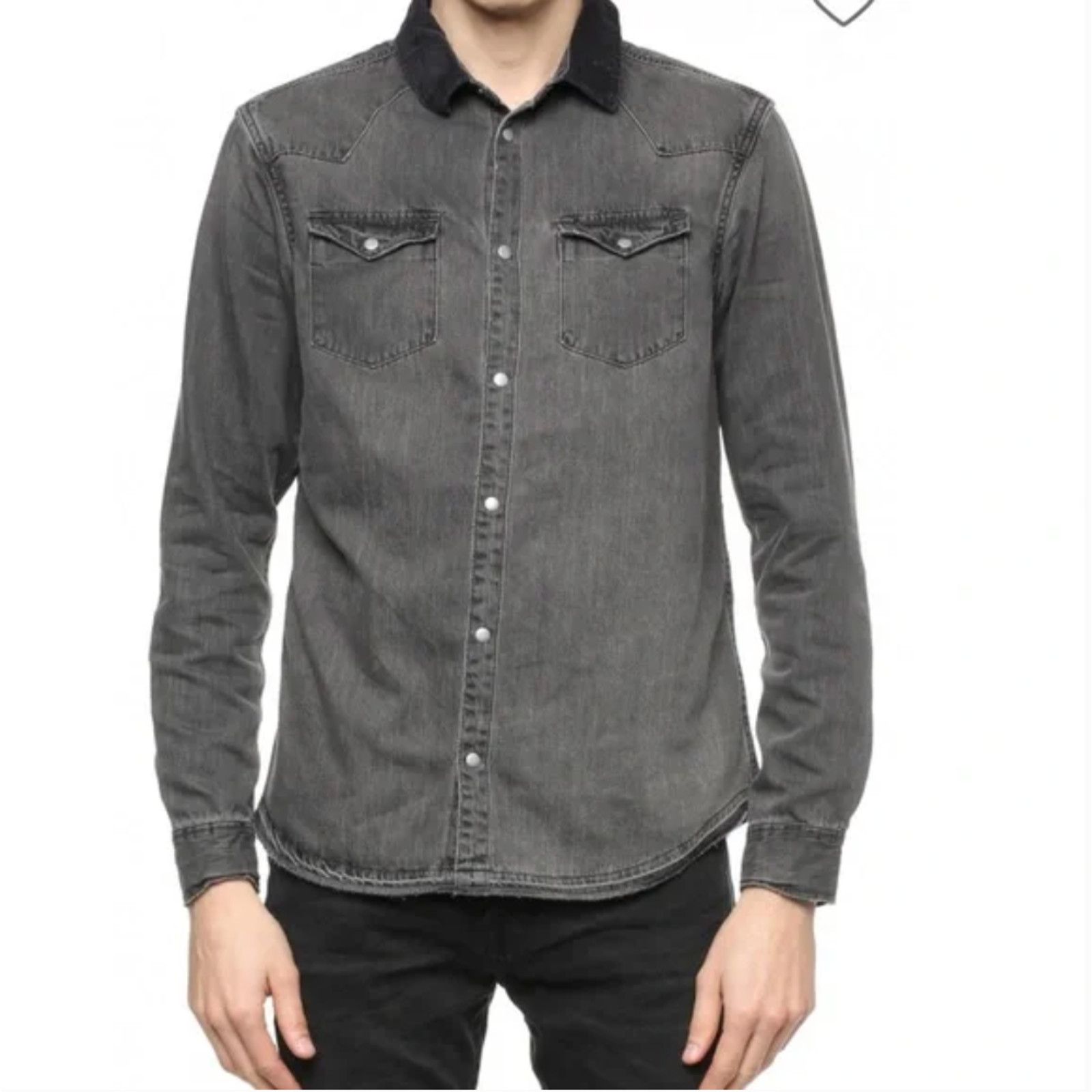 Allsaints ALLSAINTS Genki Shirt Denim Snap Corduroy Collar Western Size US XL / EU 56 / 4 - 3 Thumbnail