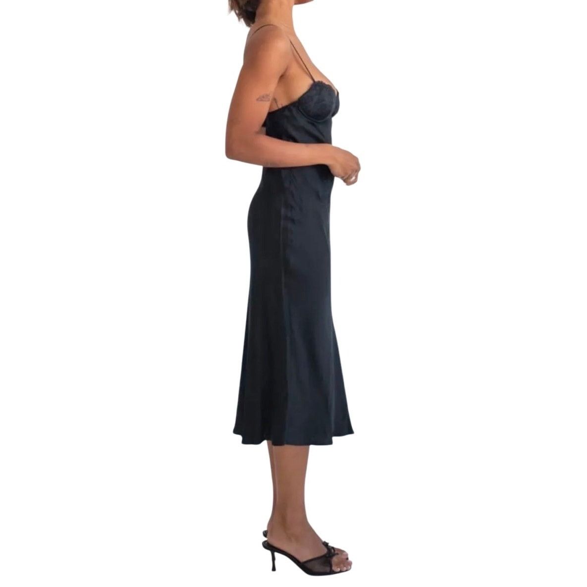 & Other Stories Rumored Negroni Midi Dress Black Bamboo MEDIUM Timeless NWT Size M / US 6-8 / IT 42-44 - 3 Thumbnail
