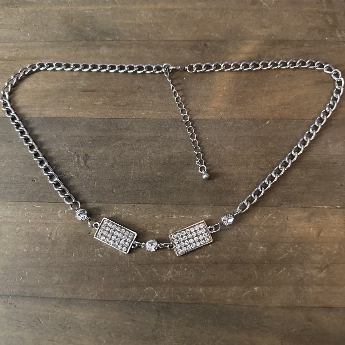 Other Silver tone rhinestone rectangular links necklace Size ONE SIZE - 2 Thumbnail