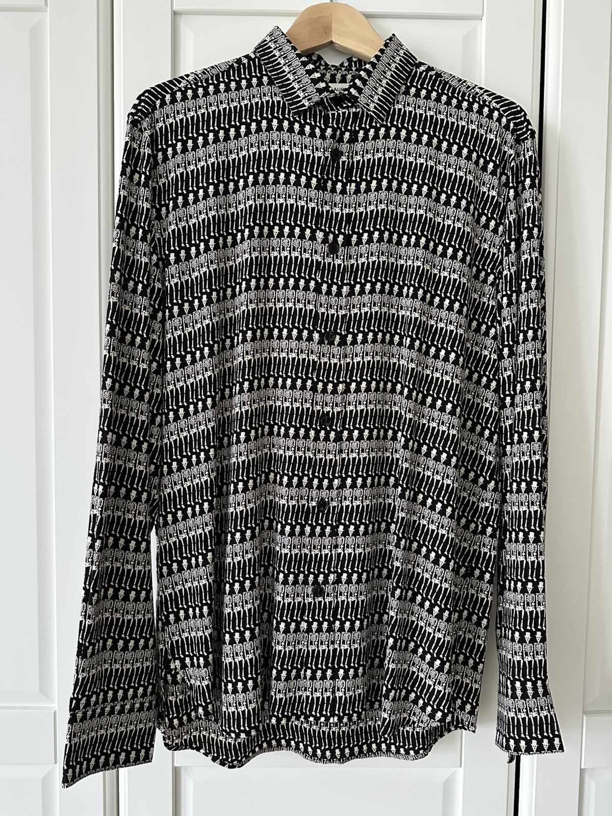 Saint Laurent Paris Saint Laurent Yves Collar Shirt Skelleton Printed Size 40 Size US M / EU 48-50 / 2 - 1 Thumbnail