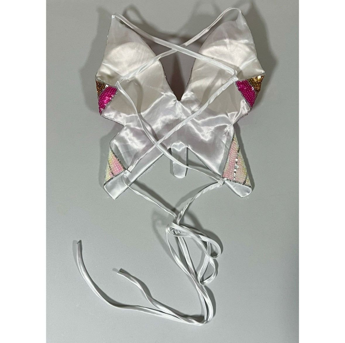 Japanese Brand White Pink Sequin Butterfly Crop Top Shirt Blouse Size S 💖✨ Size S / US 4 / IT 40 - 4 Thumbnail