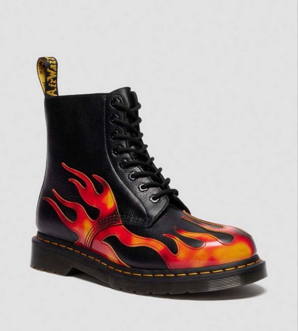 Dr. Martens Dr. Martens 1460 Pascal Flame Boots Black Red US 8 Size US 8 / IT 38 - 2 Thumbnail