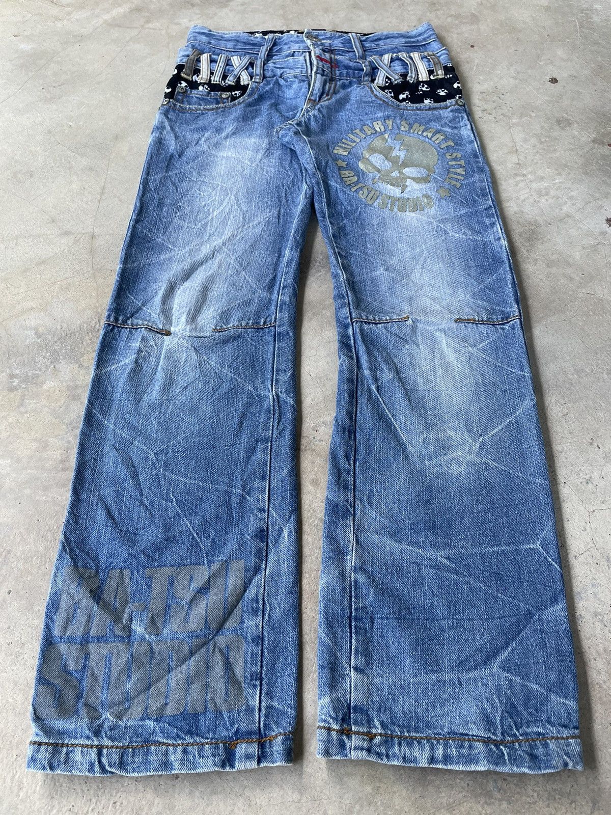 Hysteric Glamour 2000s Batsu Studio Skull Poem Double Waist Punk Jeans Size US 29 - 3 Thumbnail