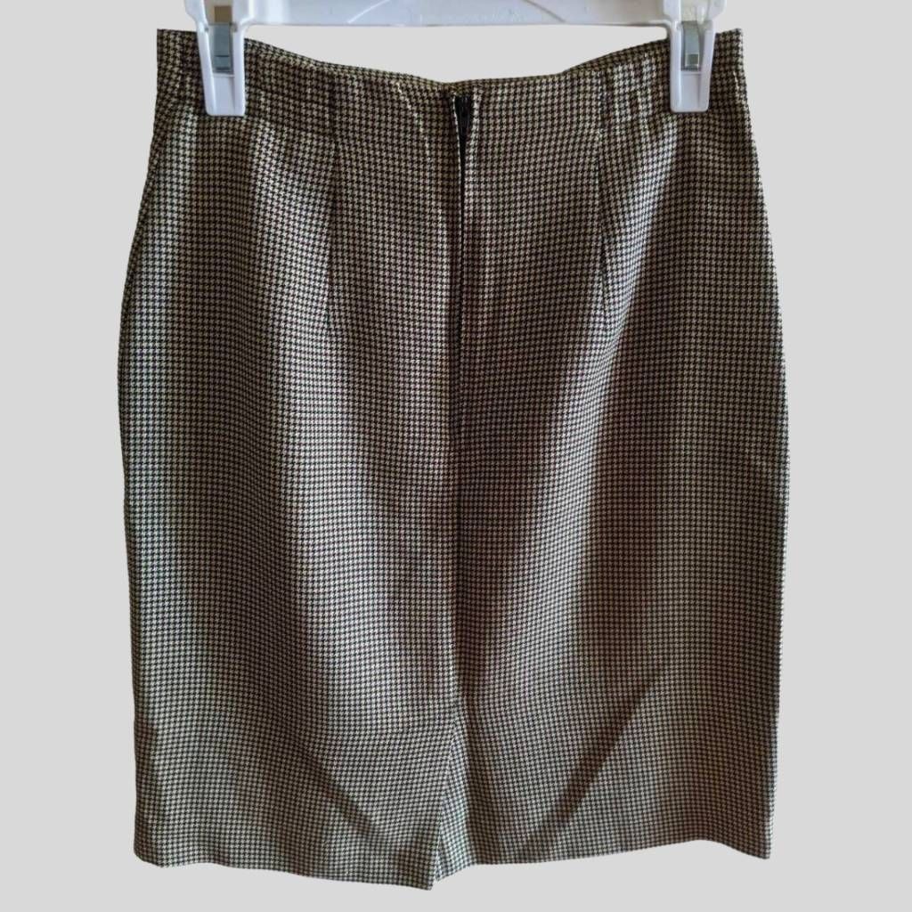 Worthington Worthington Skirt 4P Petite Houndstooth Brown Cream Lined Ca Size 27" / US 4 / IT 40 - 2 Thumbnail