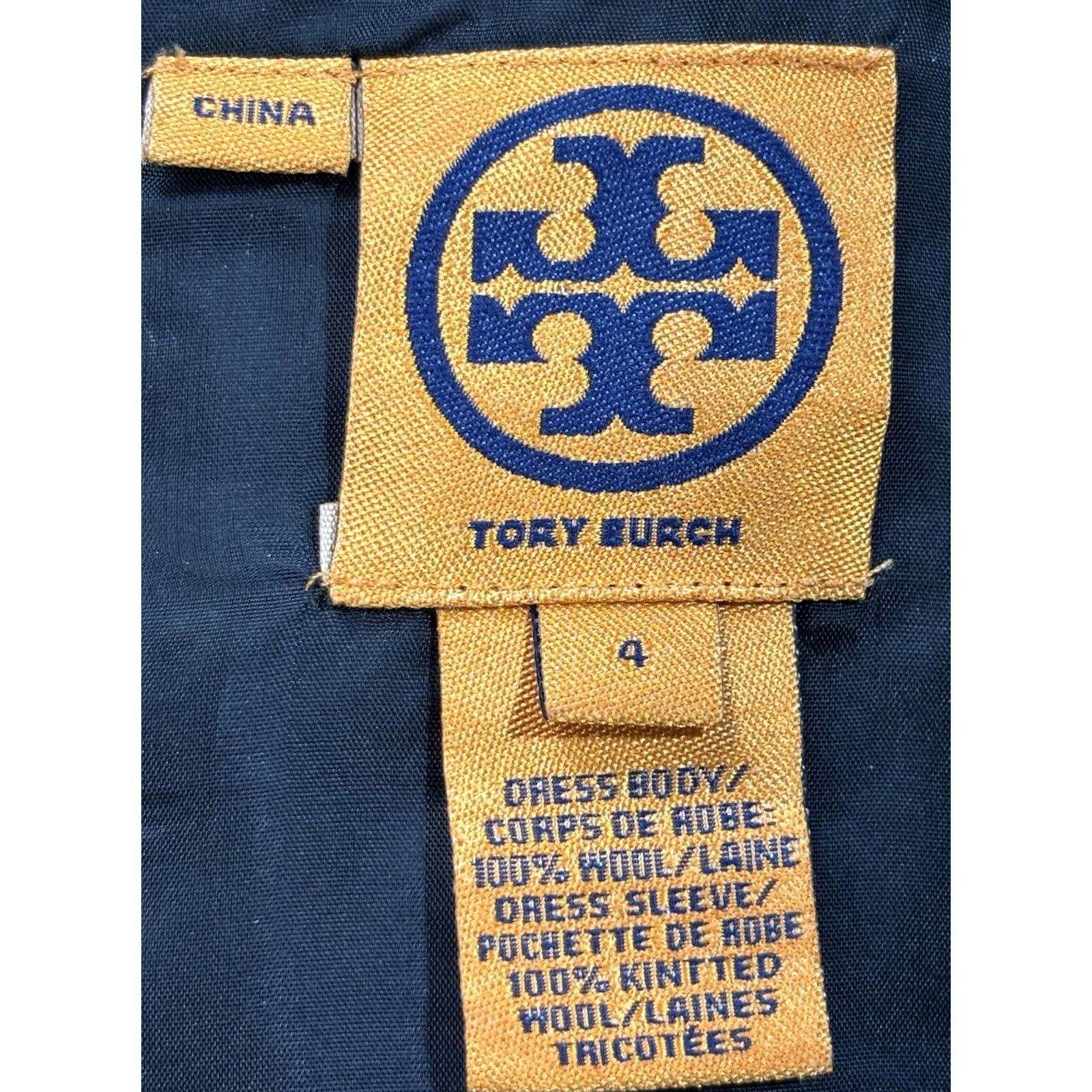 Tory Burch Tory Burch Dress Womens 4 Navy Cableknit Sleeves Nautical Old Money Sheath 100% Wool Lined Boat Neck Zipper Short Dress Sleeve Balloon Knit Vintage No Size S / US 4 / IT 40 - 6 Thumbnail