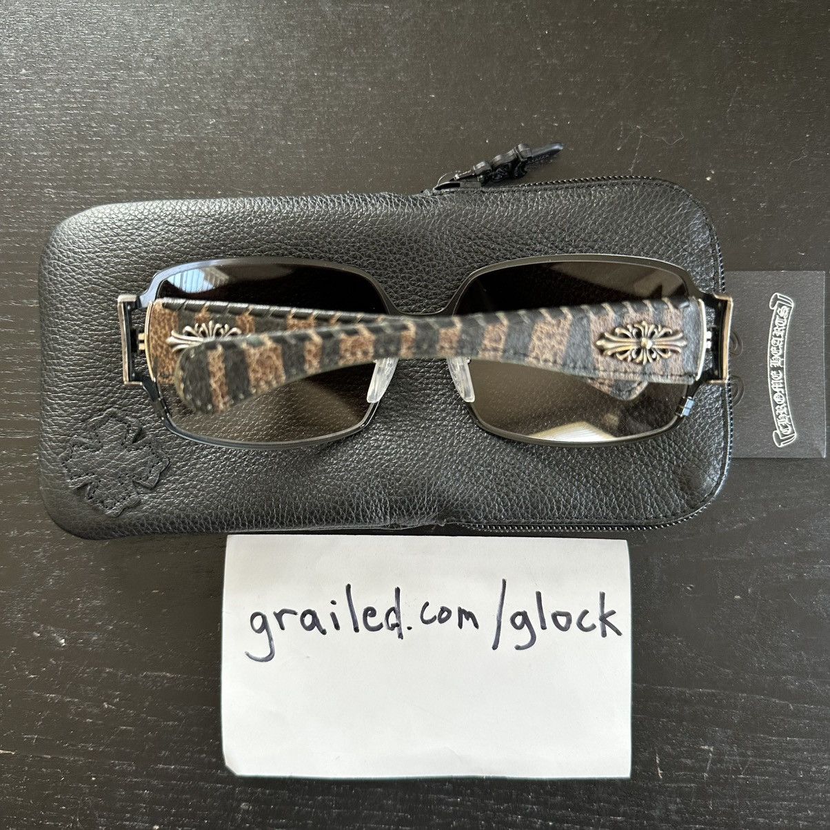 Chrome Hearts Chrome Hearts ‘Poon I’ Brown Camo Silver Scroll Logo Glasses Size ONE SIZE - 2 Thumbnail
