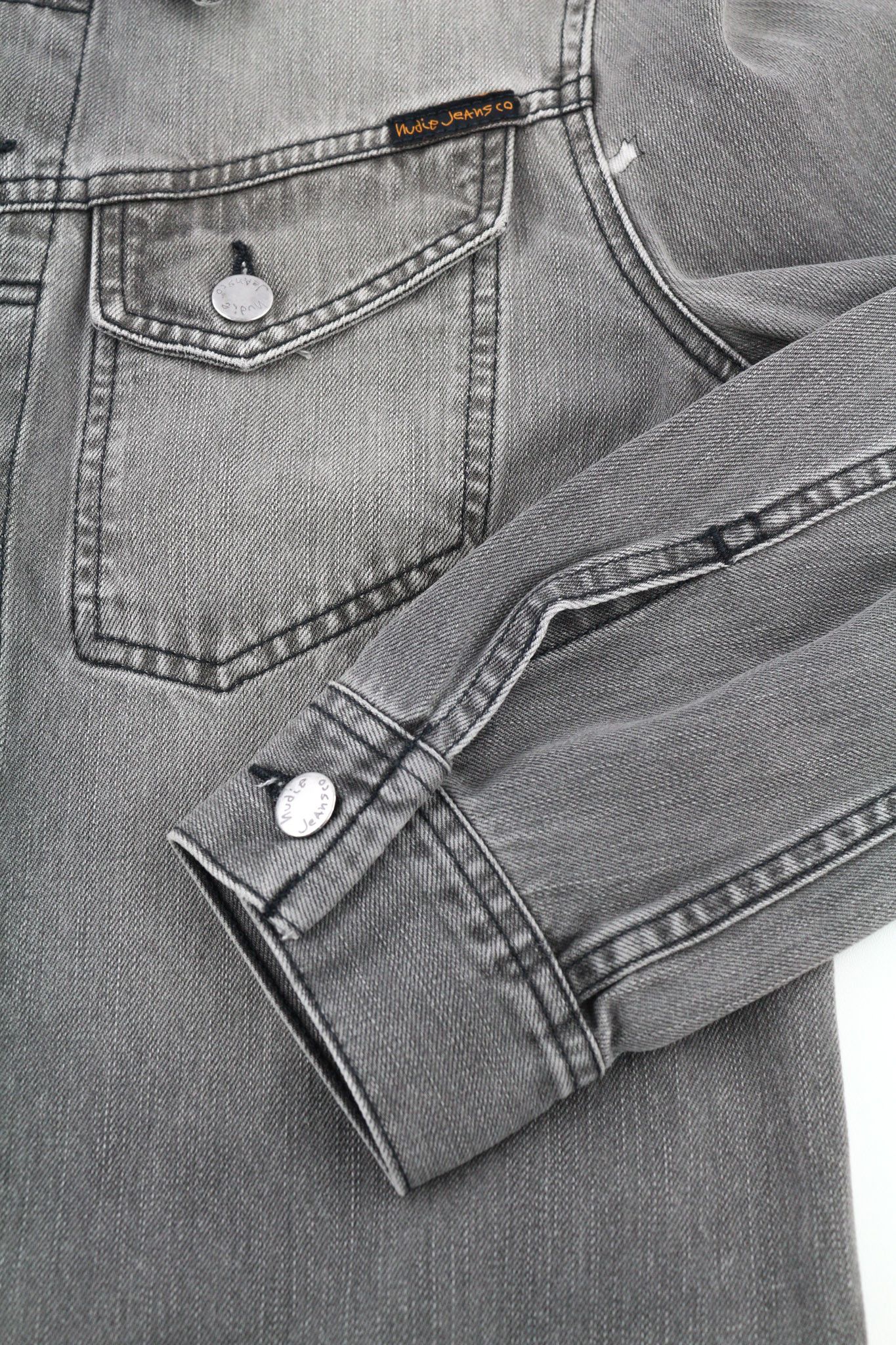 Nudie Jeans CONNY ORG. FOG S Organic Cotton Grey Denim Jacket 80339 Size US S / EU 44-46 / 1 - 5 Thumbnail