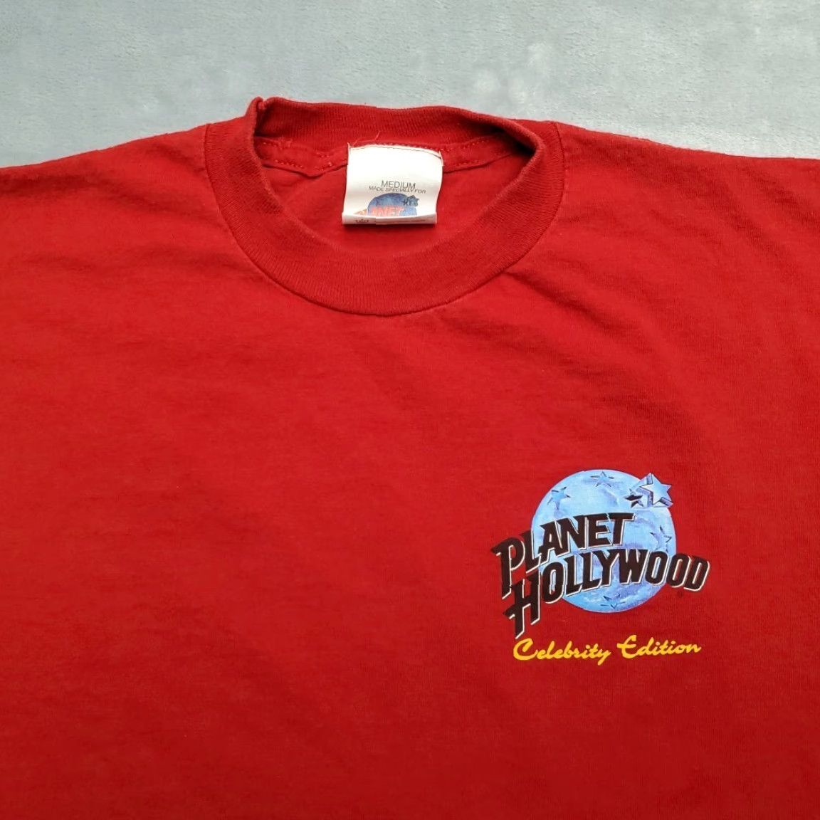 Planet Hollywood VINTAGE Planet Hollywood Shirt Mens M Red Crew Neck Cotton Jersey Short Sleeve Graphic Print 90s Sylvester Stallone Hercules O Clock Mens Size US M / EU 48-50 / 2 - 2 Thumbnail