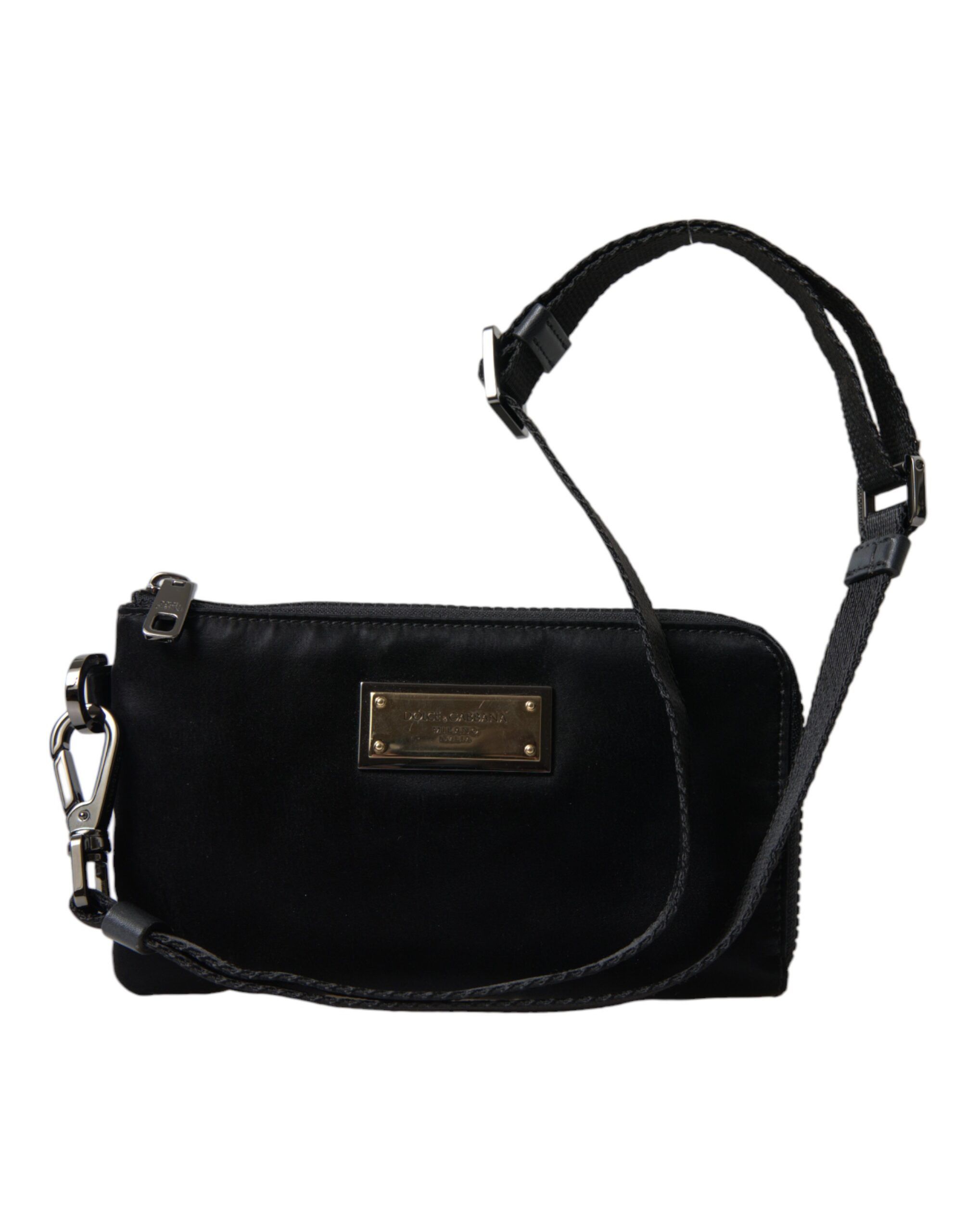 Dolce & Gabbana Elegant Black Nylon & Leather Women's Pouch Size ONE SIZE - 1 Thumbnail