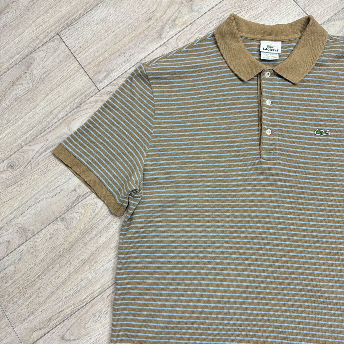 Other Vintage Lacoste Brown/Baby Blue Striped Polo T-Shirt Size US M / EU 48-50 / 2 - 5 Thumbnail