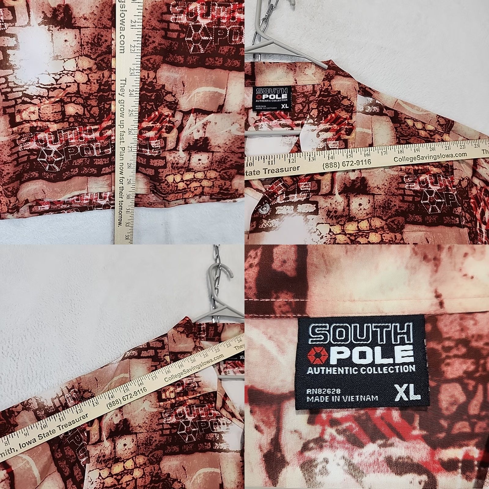 Southpole VINTAGE SOUTHPOLE Shirt Men’s XL Red Bricks Graffiti Y2K Short Sleeve Beach Vacation Size US XL / EU 56 / 4 - 8 Thumbnail