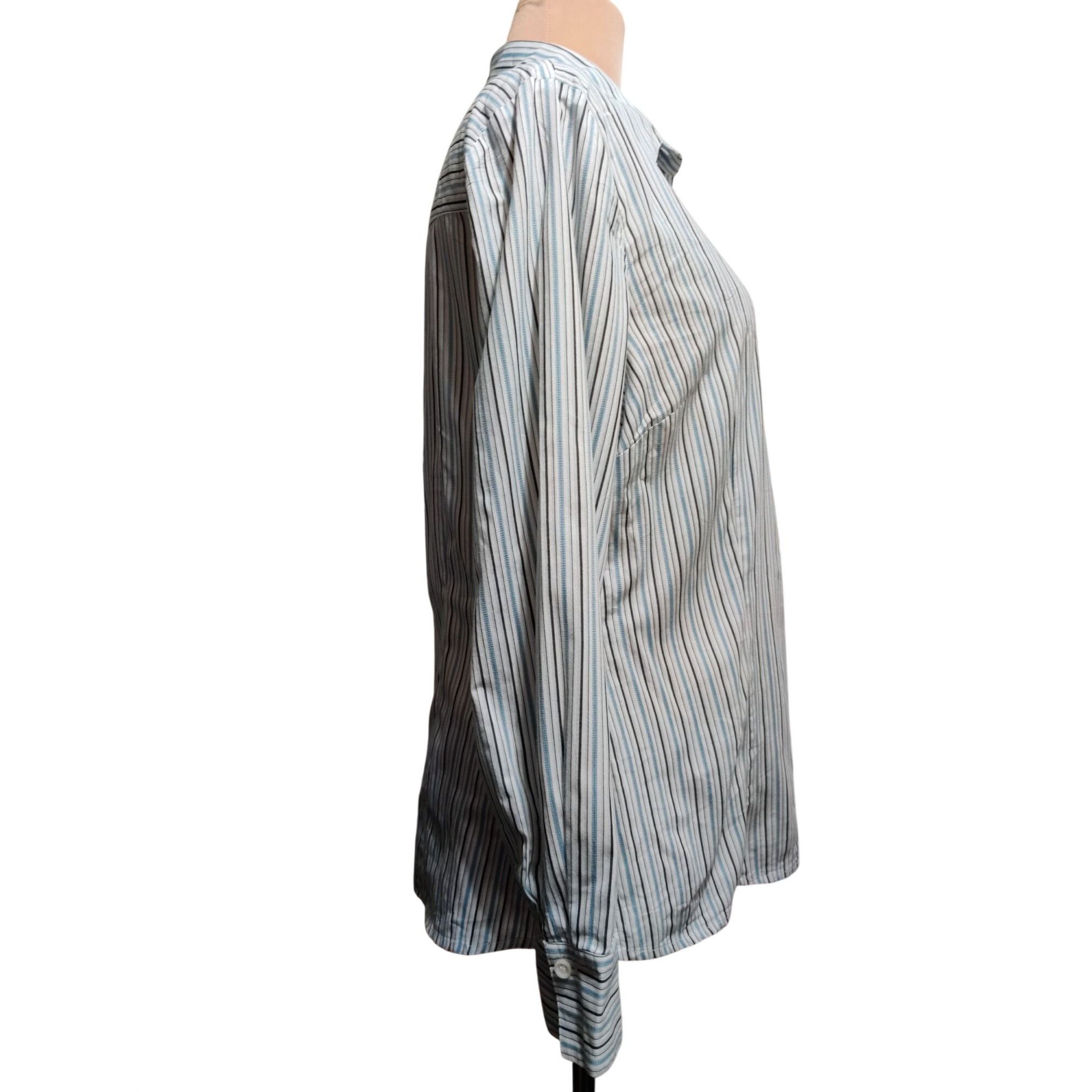 Other East 5th Plus Size 18 Striped Button Up Shirt Blue White Off Size XXL / US 16-18 / IT 52-54 - 10 Thumbnail