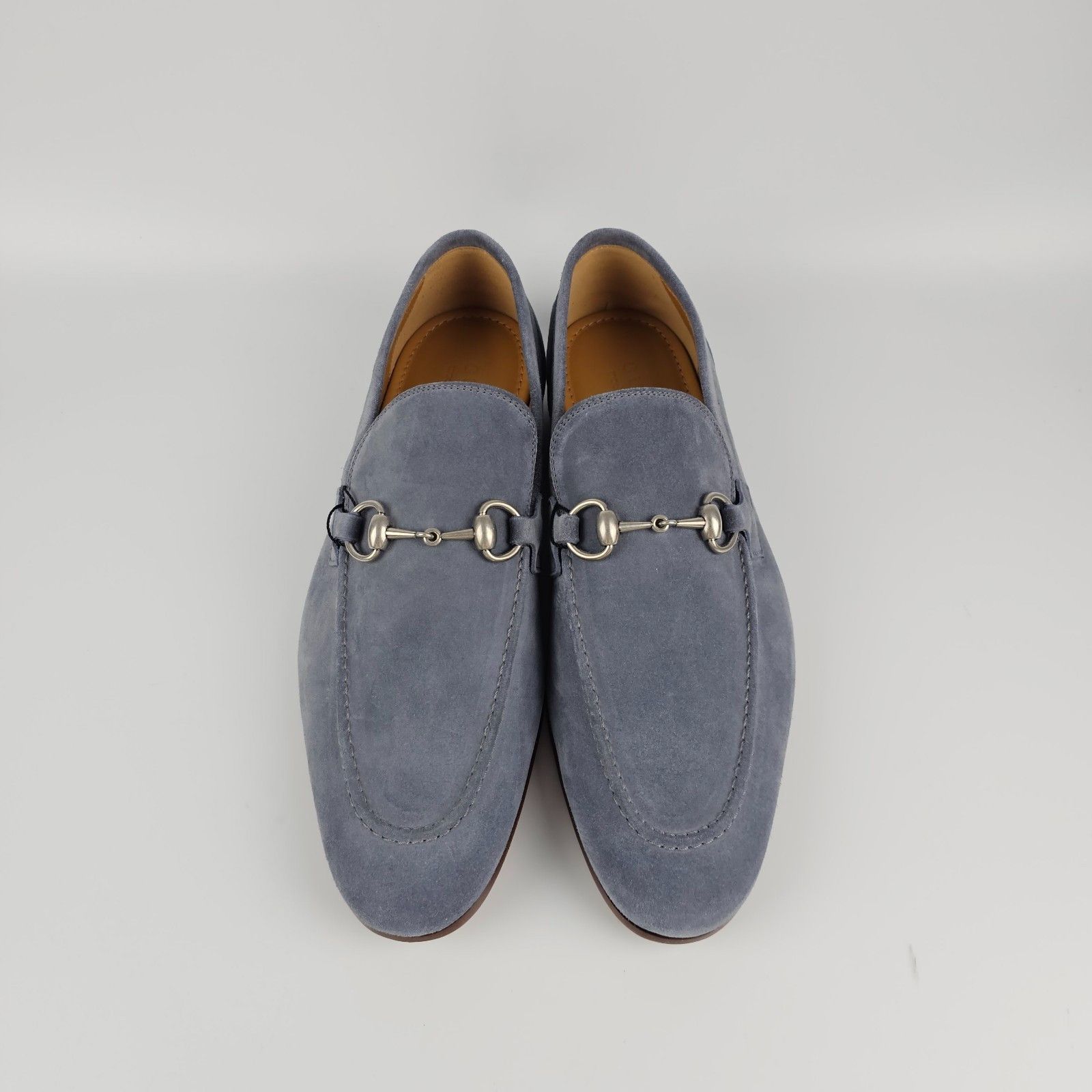 GUCCI Jordaan $1050 Men's Dark Gray Suede Horsebit Loafers N