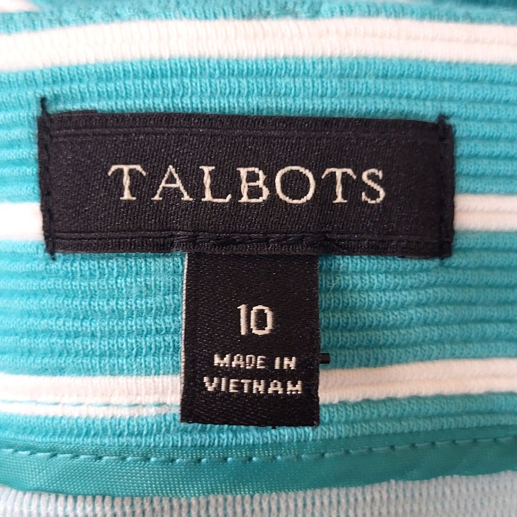 Talbots Talbots Skirt Womens Knee Length Teal White Striped Textured A-Line Size 10 Size 32" / US 10 / IT 46 - 4 Thumbnail