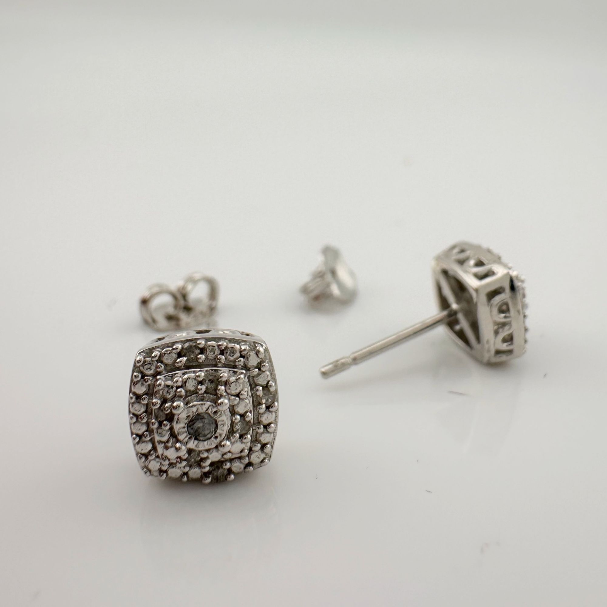 Other Natural Diamond Cushion Cut Stud Earrings Sterling Size ONE SIZE - 8 Thumbnail