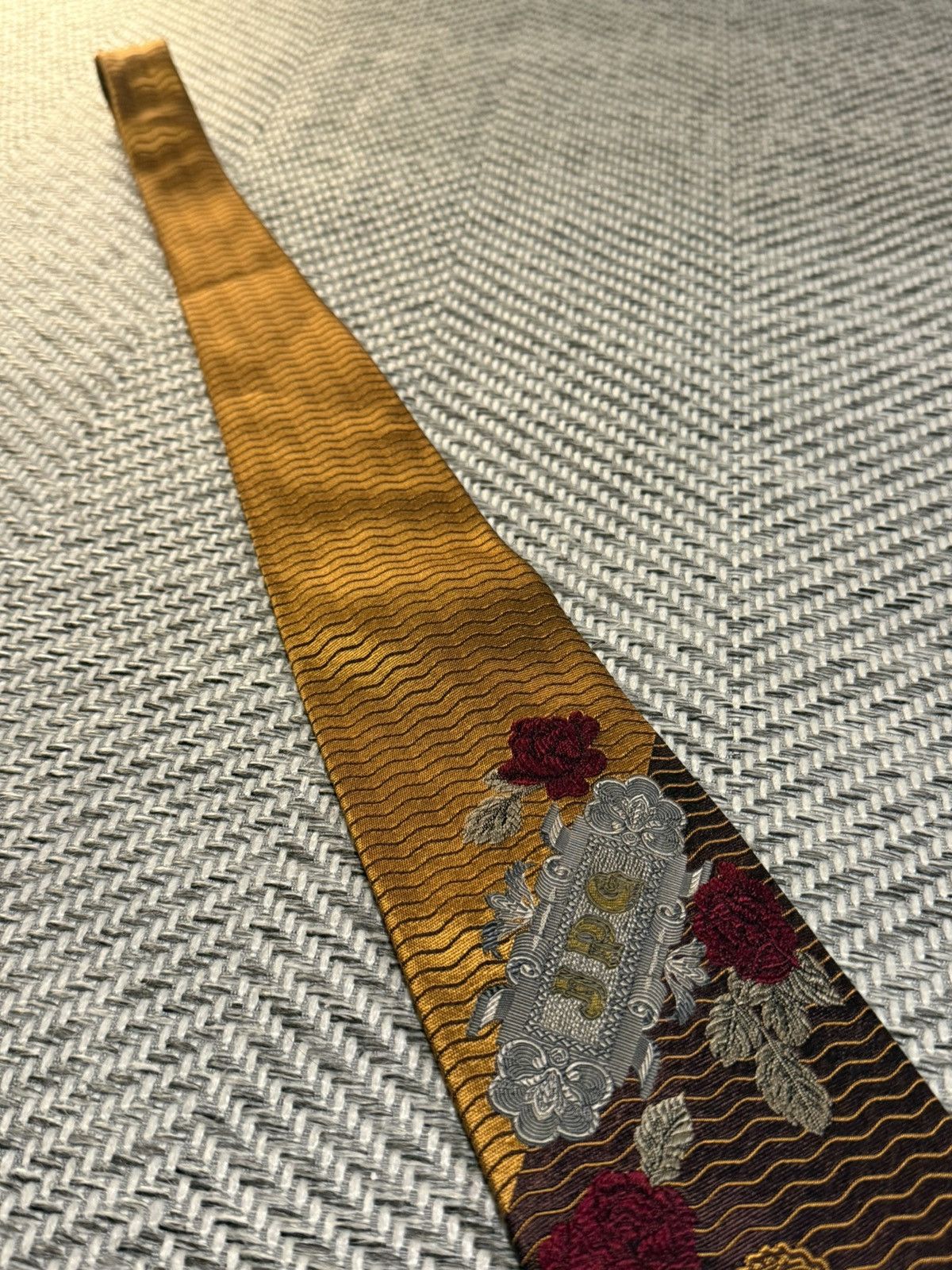 Jean Paul Gaultier Jean Paul Gaultier Rose Jacquard Pattern Tie Size ONE SIZE - 3 Thumbnail