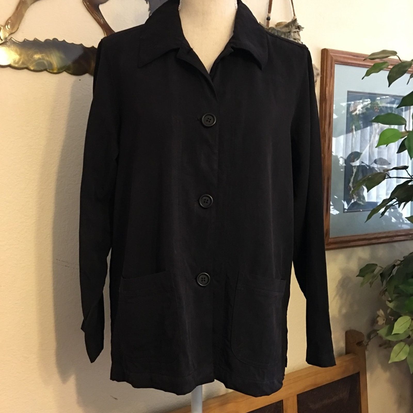 Other Talbots black lightweight button front shirt NWOT Size S / US 4 / IT 40 - 1 Thumbnail