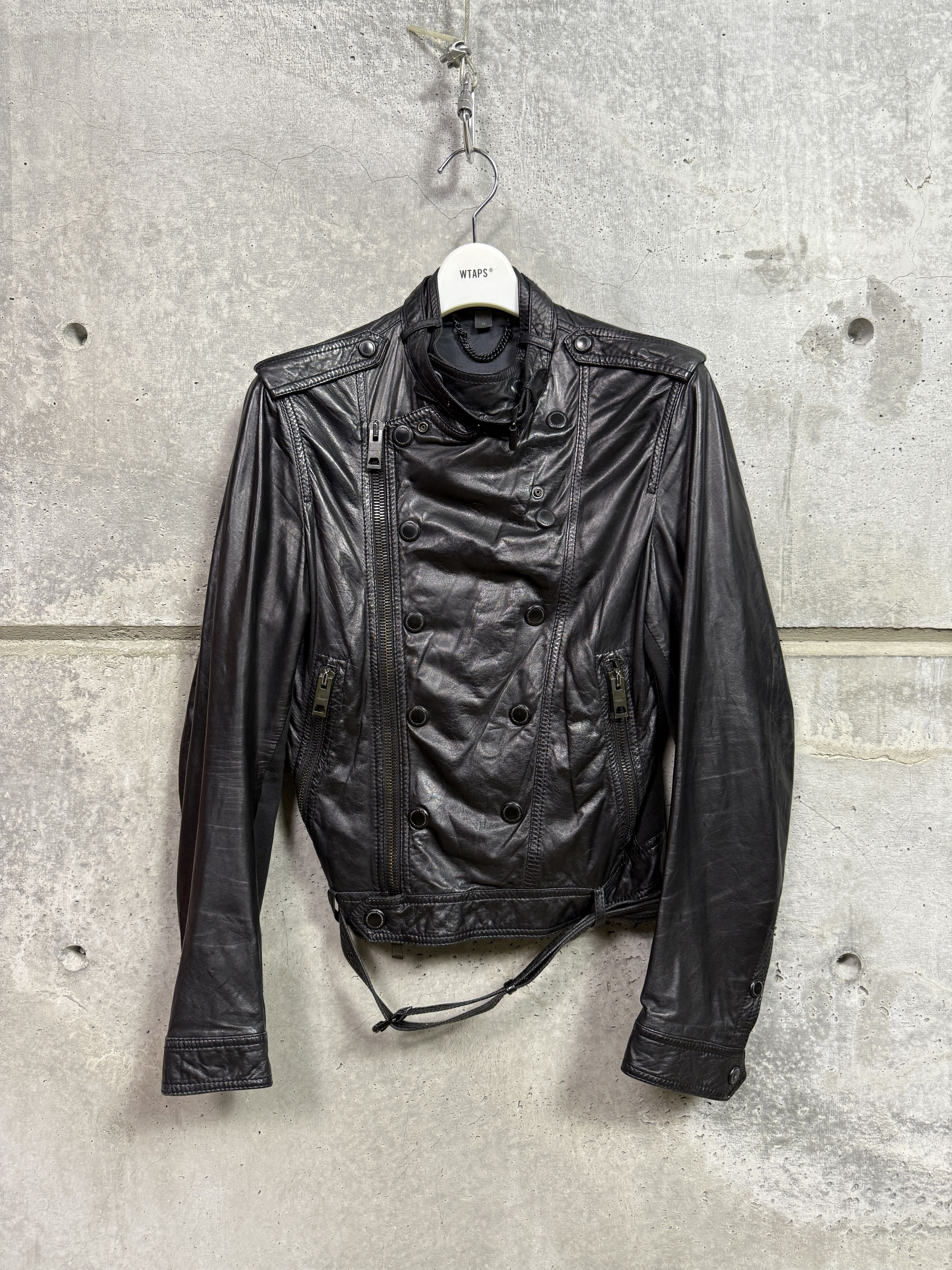Burberry Prorsum Burberry Prorsum SS11 Belted Leather Racer Biker Jacket Size US S / EU 44-46 / 1 - 1 Thumbnail