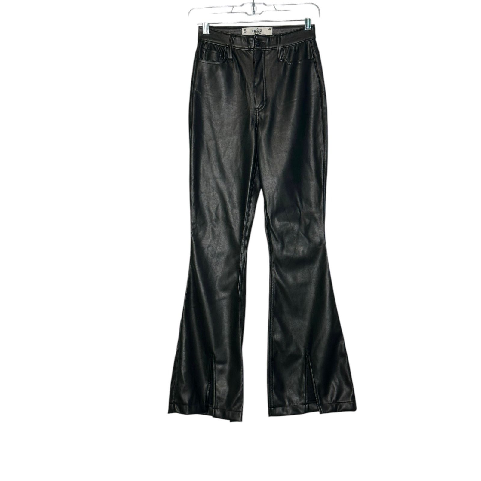 Hollister Hollister black faux leather high rise flare pants size 0 Size 25" / US 0 / IT 36 - 9 Thumbnail