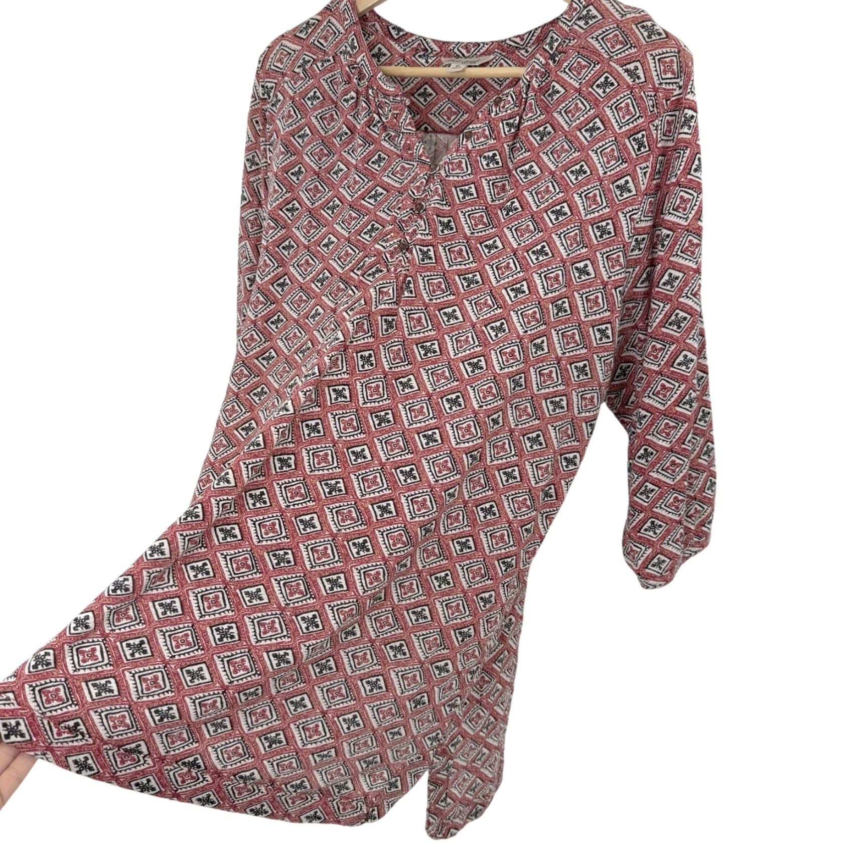 Lucky Brand Lucky Brand Blouse 1x Plus Size Diamond Pattern Boho Cotton Viscose Multicolor Round Neck Long Sleeve Pullover Casual Workwear Summer Fall Winter Size XL / US 12-14 / IT 48-50 - 5 Thumbnail