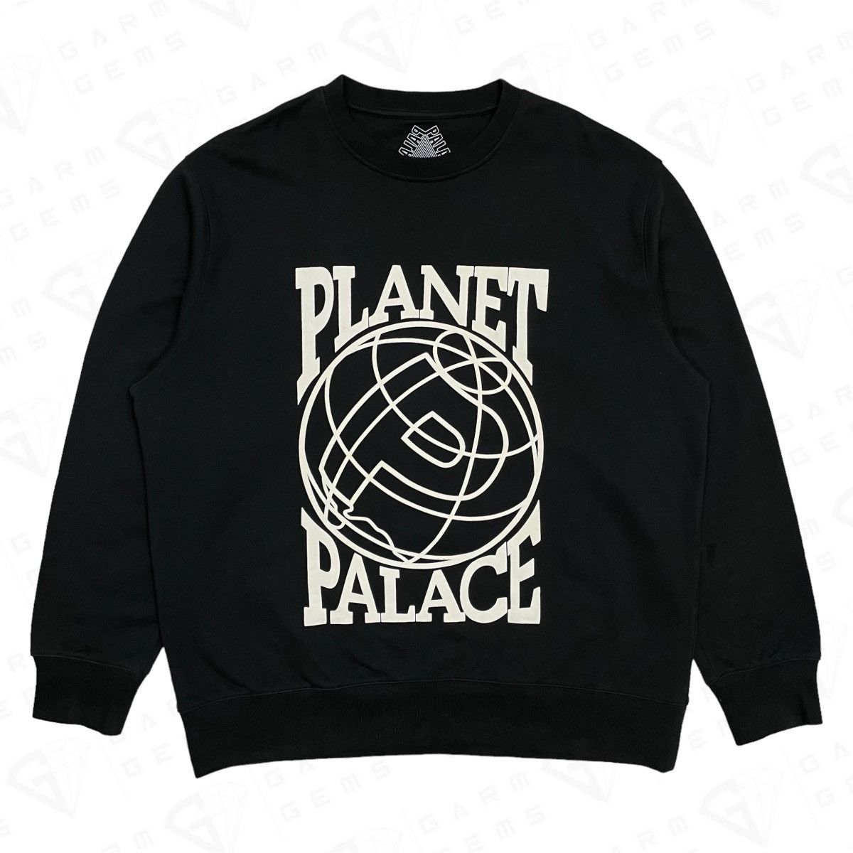 image of Palace Planet Crew Sweatshirt in Black, Men's (Size XL)