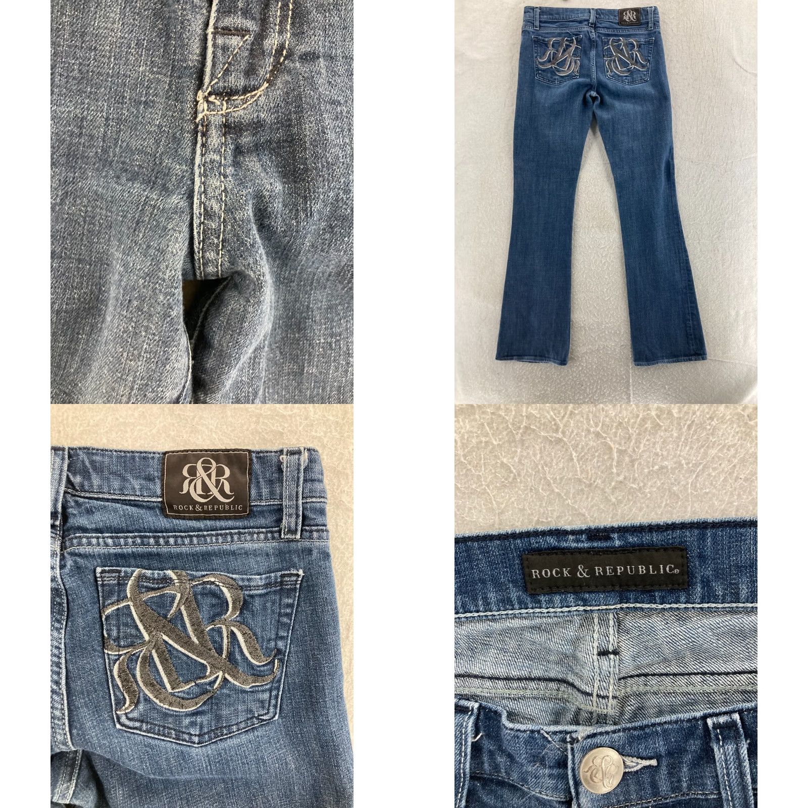 Vintage Rock & Republic Kasandra Jeans Bootcut Dark Blue 28 Women Mid Rise Stretch Denim 5-Pocket Regular 32in Inseam Womens Size 28" / US 6 / IT 42 - 8 Thumbnail