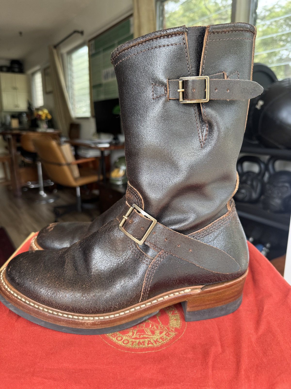 John Lofgren Wabash Engineer Boot Dark Brown Waxed Flesh