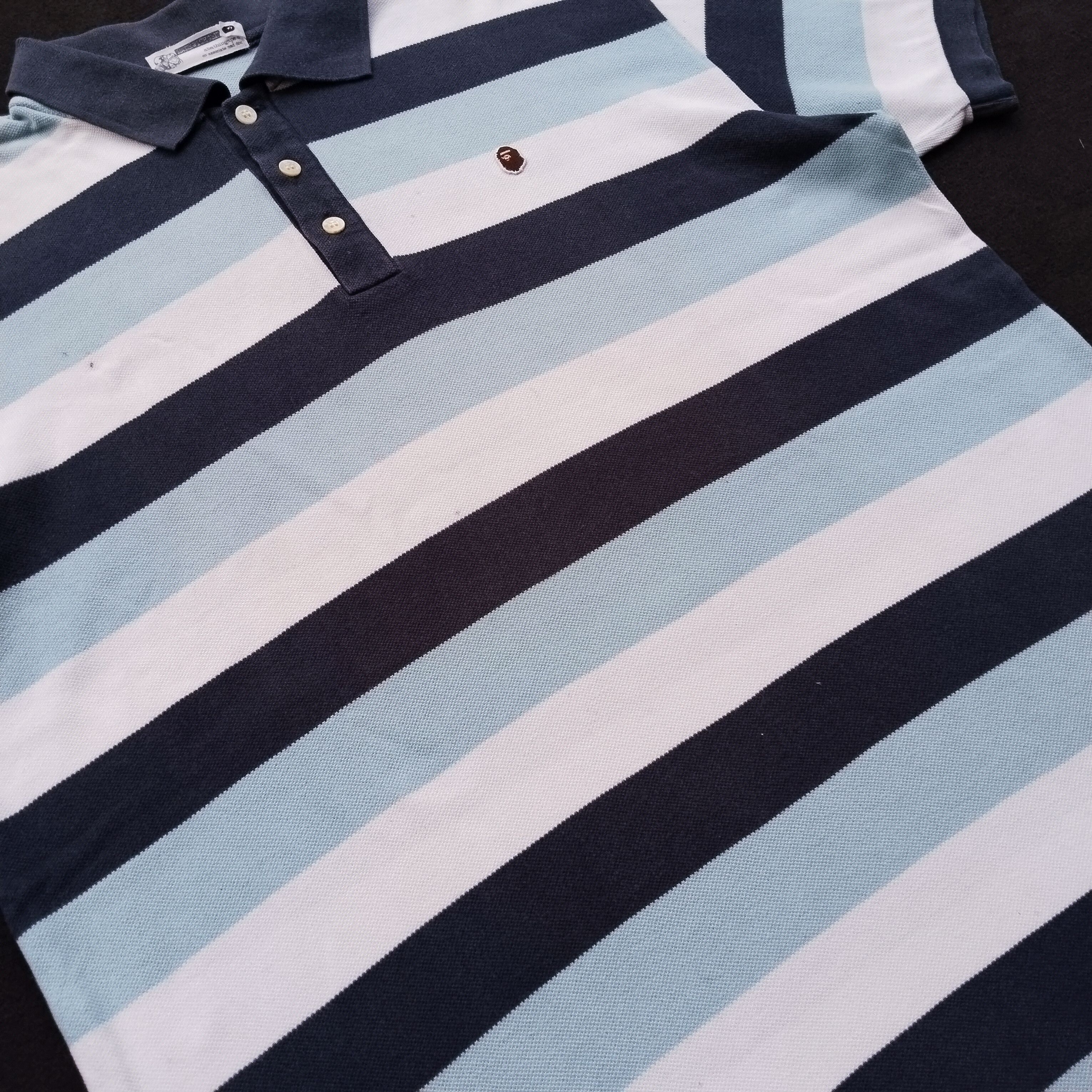 Bape Vintage Striped Polo Size US L / EU 52-54 / 3 - 2 Thumbnail