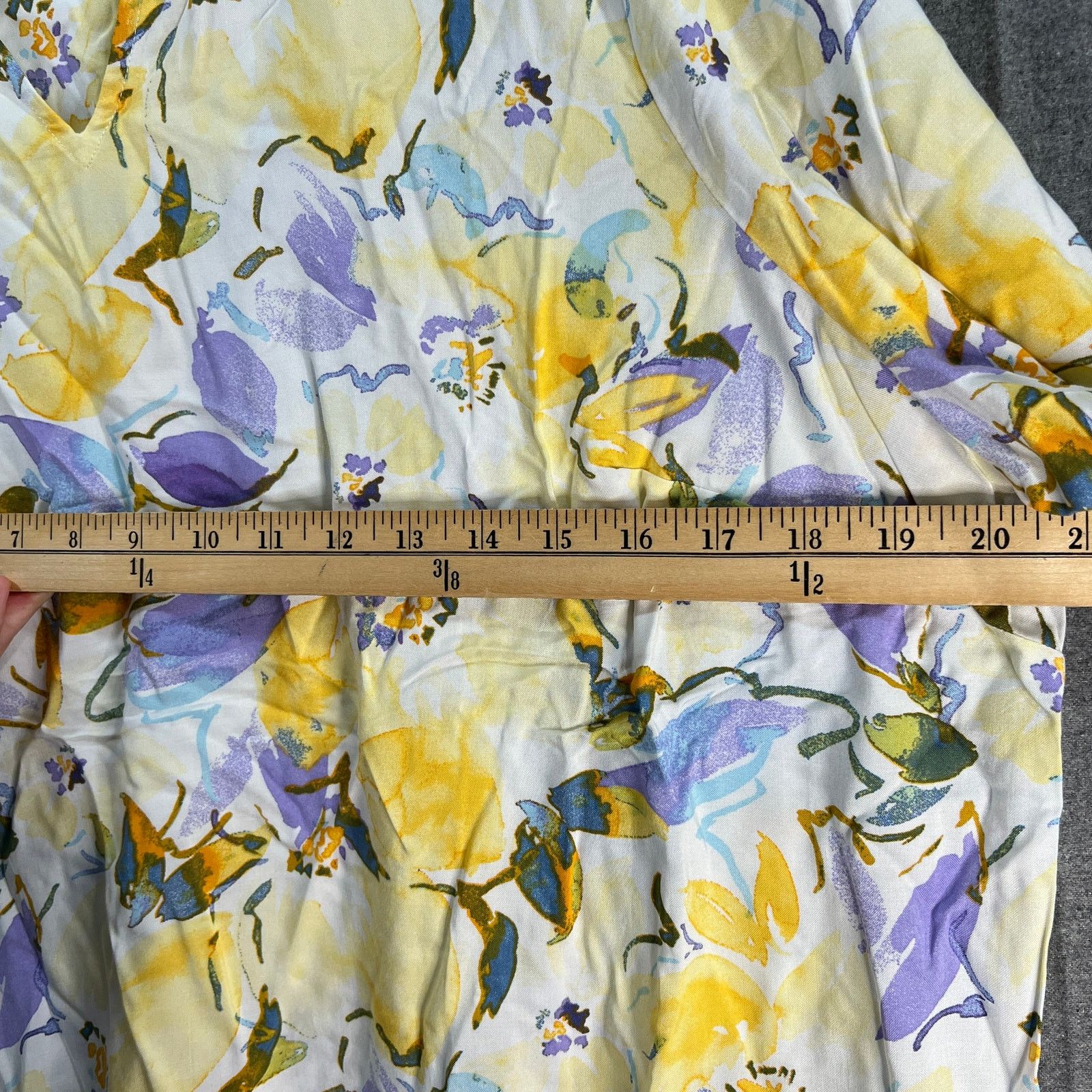 Denim & Co. Denim & Co. Floral Printed V-Neck Blouse with Side Slits Size XL / US 12-14 / IT 48-50 - 7 Thumbnail