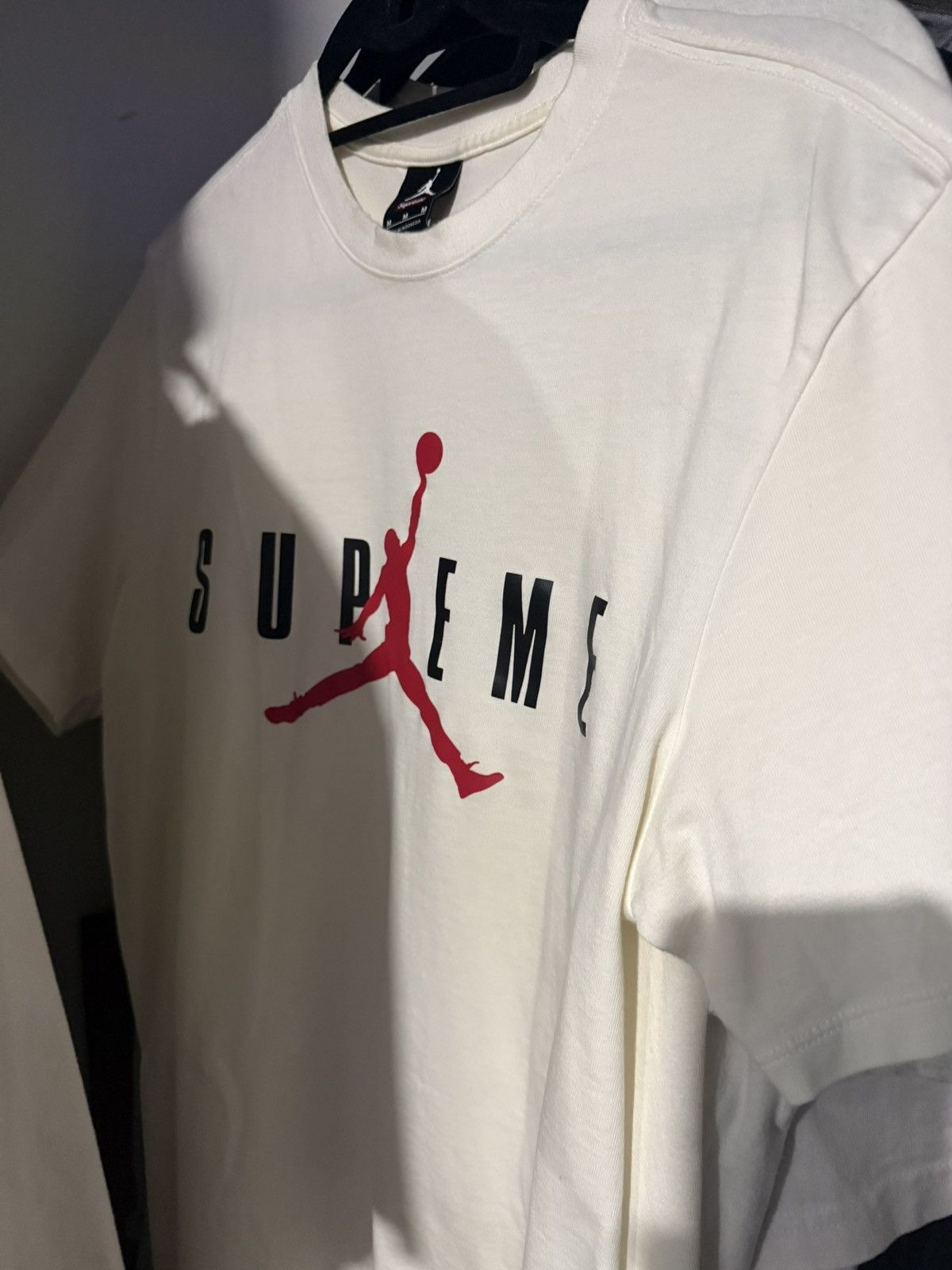 Jordan Brand × Supreme Supreme Jordan Logo White Men Cotton Crew Neck Short Sleeve Size US M / EU 48-50 / 2 - 2 Thumbnail