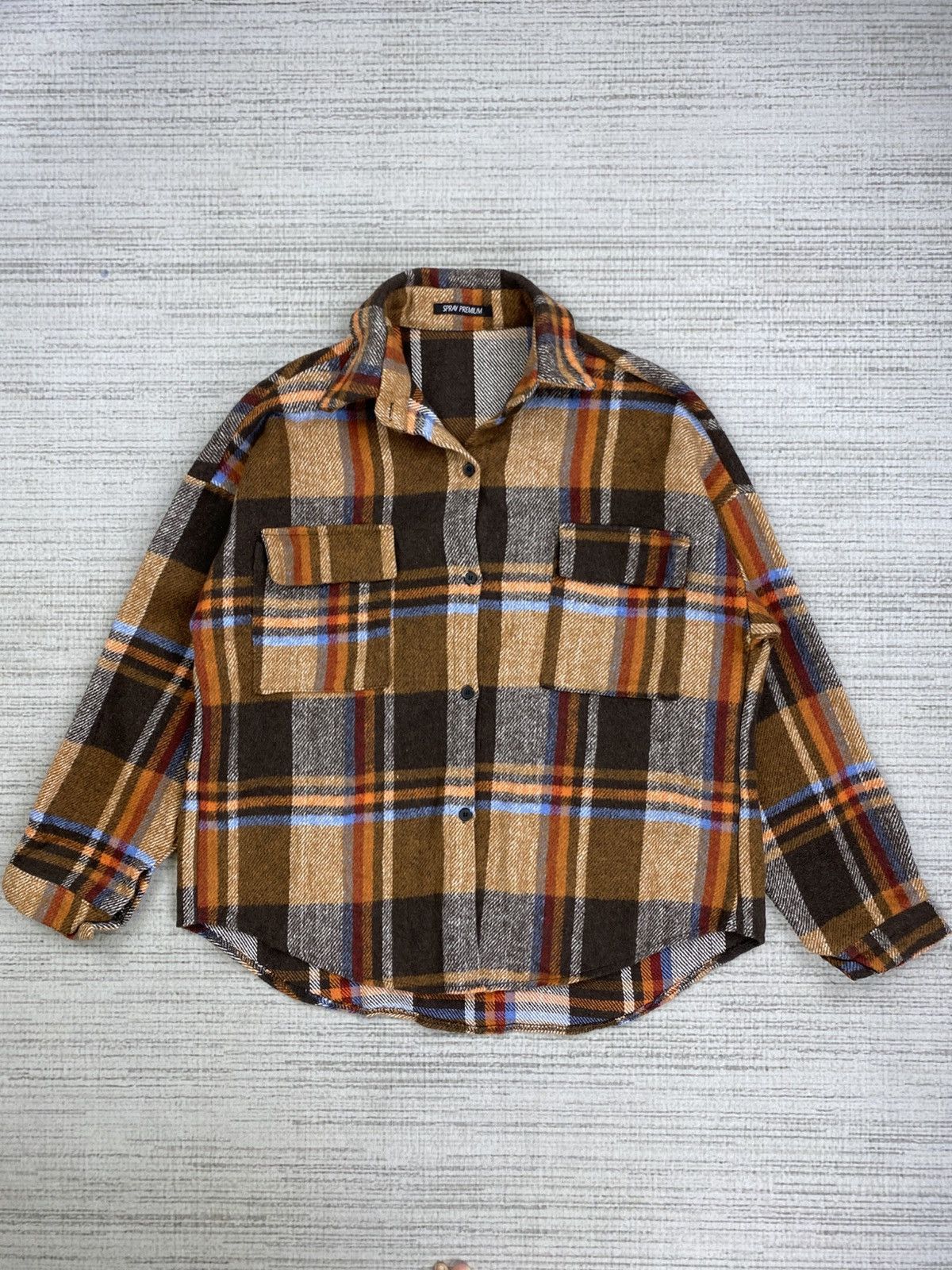 Japanese Brand × Vintage Vintage Spray Premium Japan Orange Checked Flannel Size US L / EU 52-54 / 3 - 5 Thumbnail