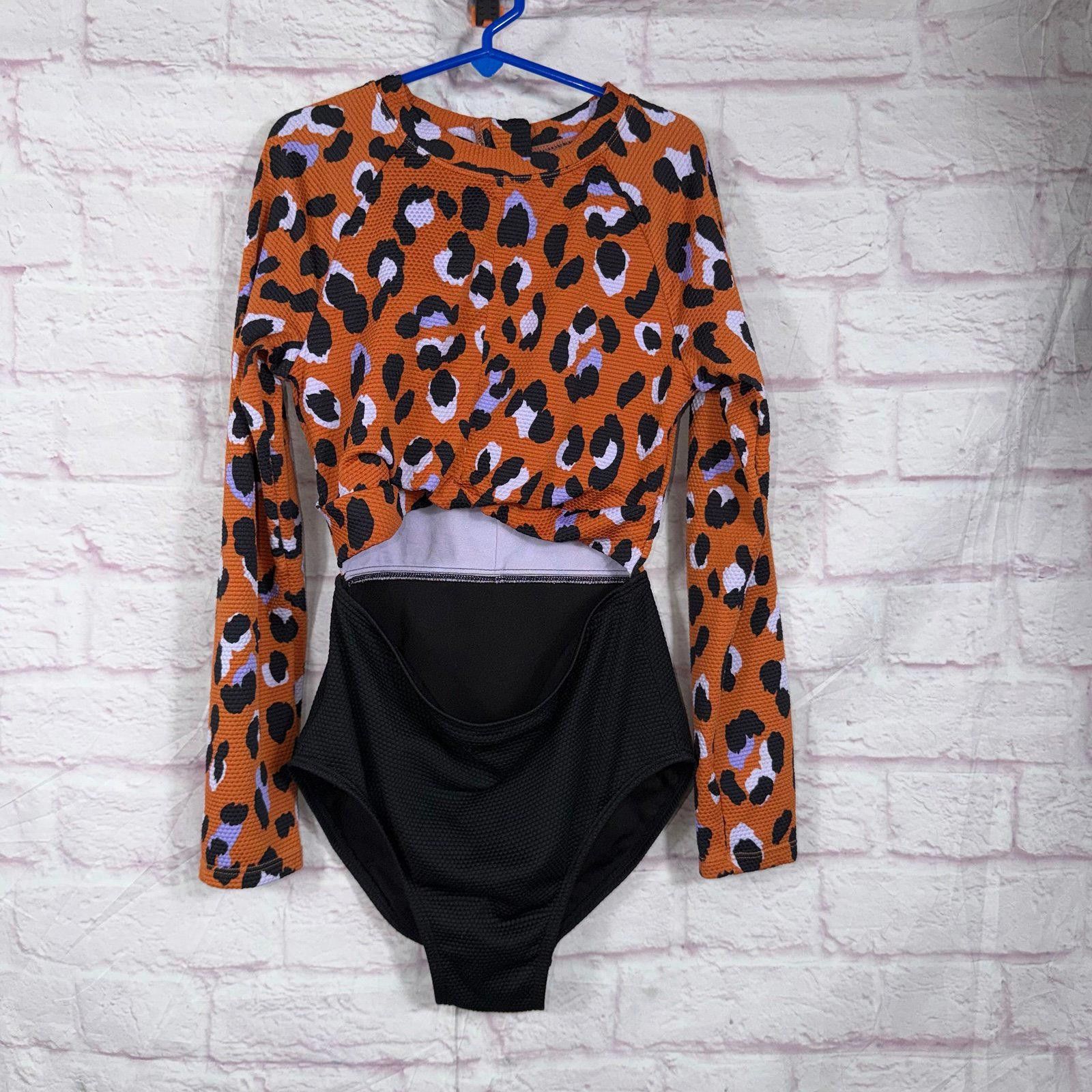 Other Art Class Large Leopard Print Long Sleeve Swimsuit Size ONE SIZE - 1 Thumbnail