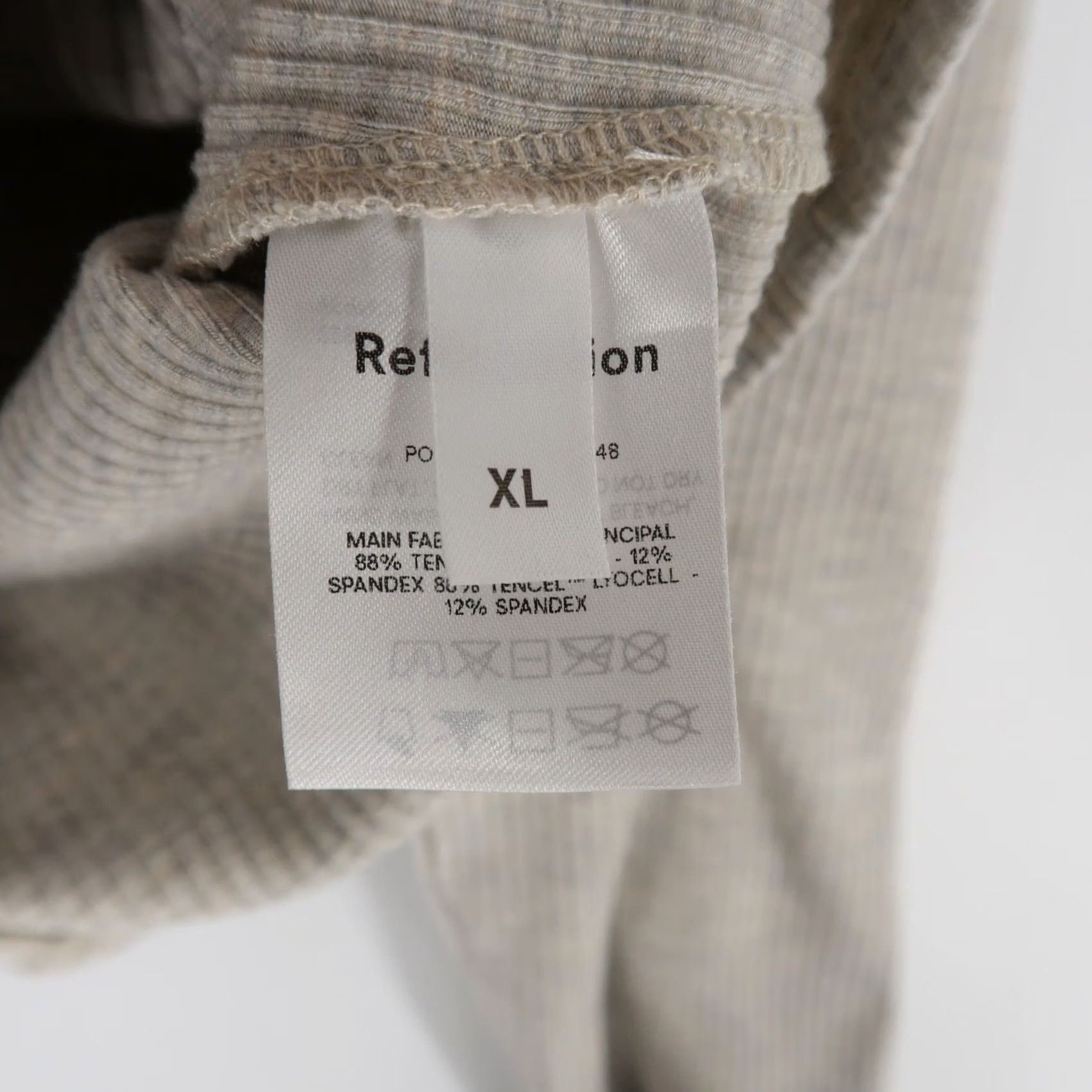 Reformation Reformation Shirt Womens XL Beige Heather Cropped Long Sleeve Square Neck Shirt Size XL / US 12-14 / IT 48-50 - 7 Thumbnail