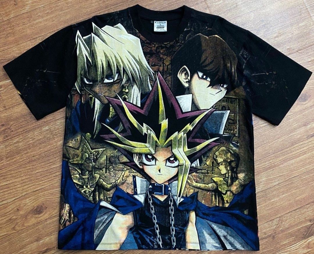 image of Vintage Yugioh Yugi,kaiba And Marik Cards Of God Aop Size L in Black, Men's