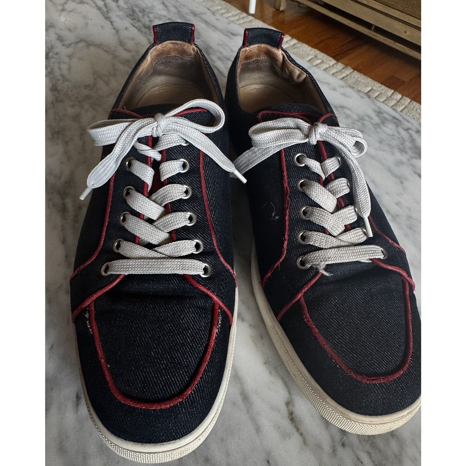 Christian Louboutin Christian Louboutin Denim Printed Sneakers Size US 11.5 / EU 44-45 - 2 Thumbnail