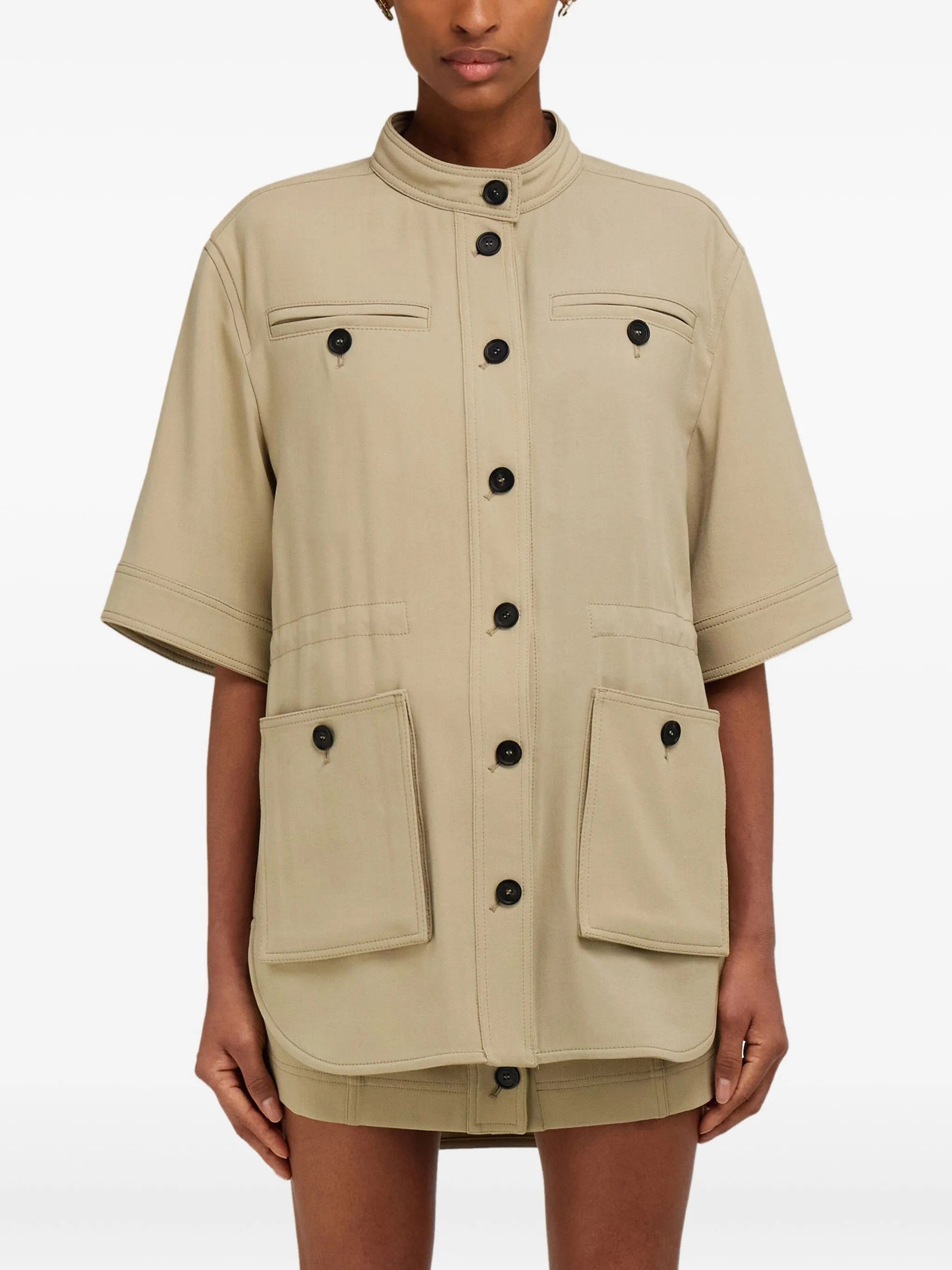 Salvatore Ferragamo o1s1rm0526 Short-sleeve Jacket in Beige Size L / US 10 / IT 46 - 3 Thumbnail