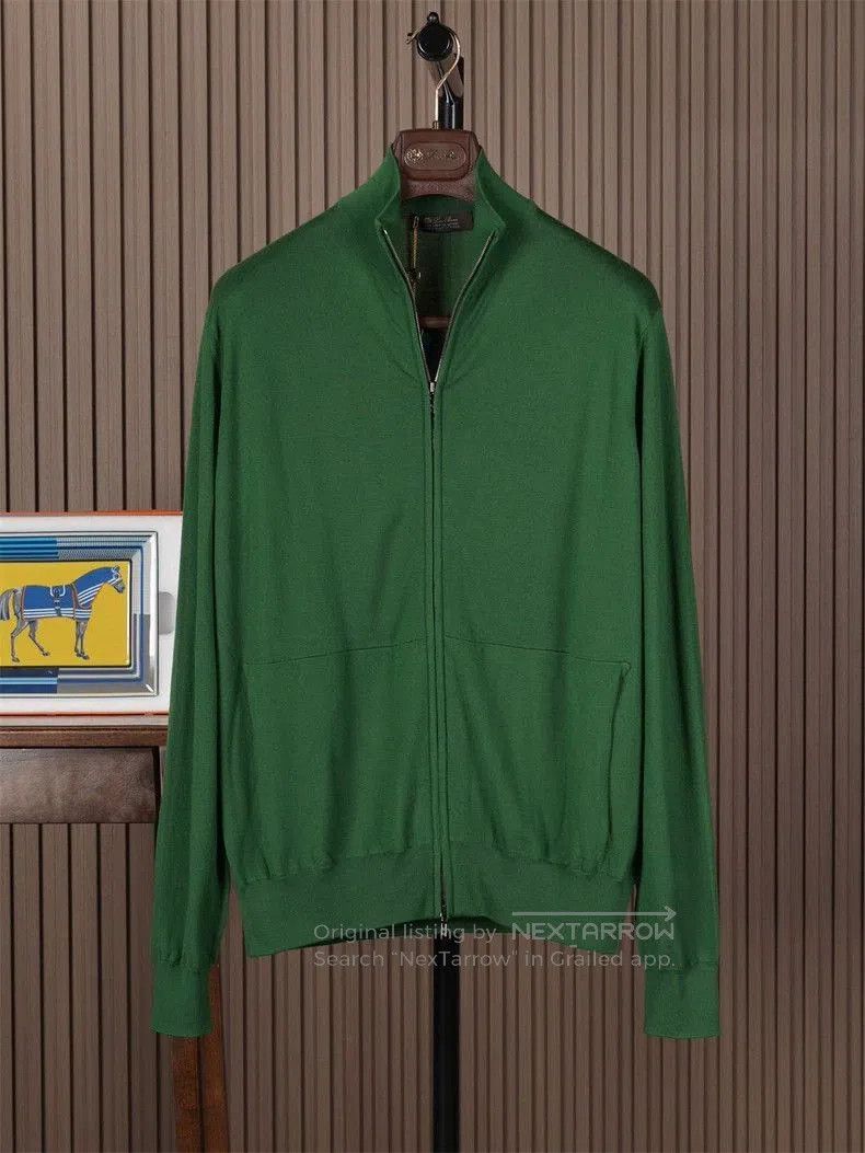 Loro Piana Loro Piana Green Full-Zip Knit Sweater. Size US L / EU 52-54 / 3 - 1 Thumbnail