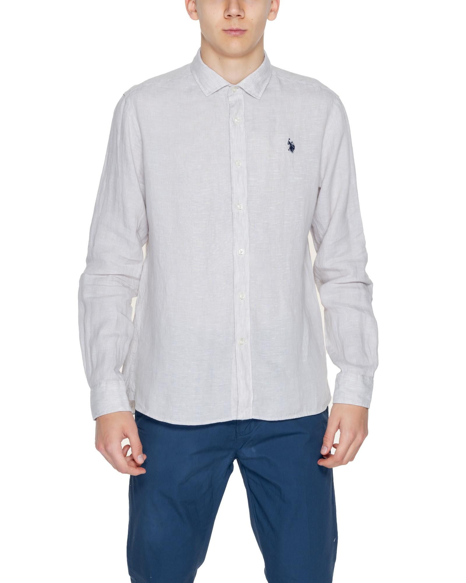 image of U S Polo Assn Linen Long Sleeve Classic Shirt in Grey, Men's (Size Medium)