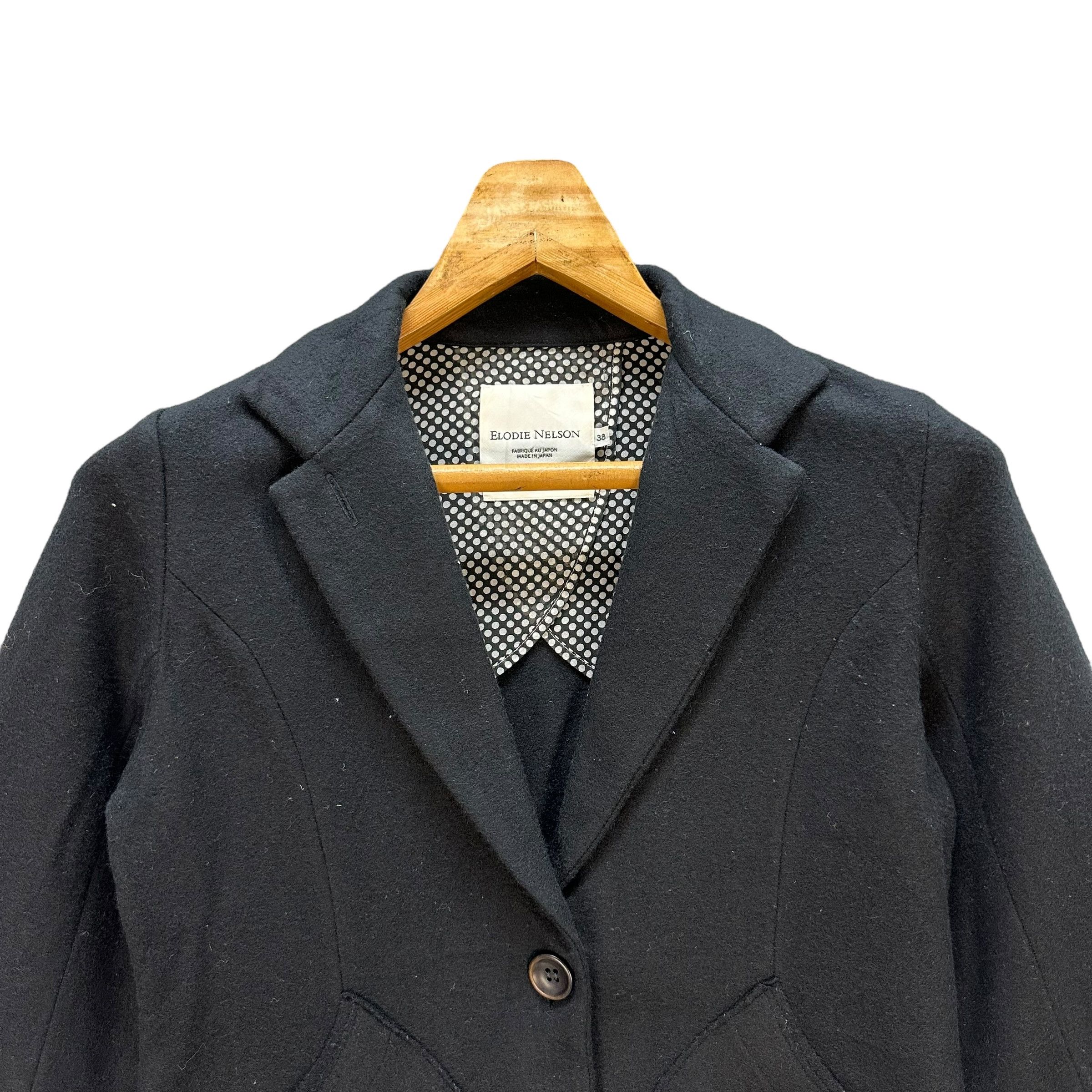 Japanese Brand ELODIE NELSON Single Button Wool Crop Jacket #A47-1095 Size S / US 4 / IT 40 - 2 Thumbnail