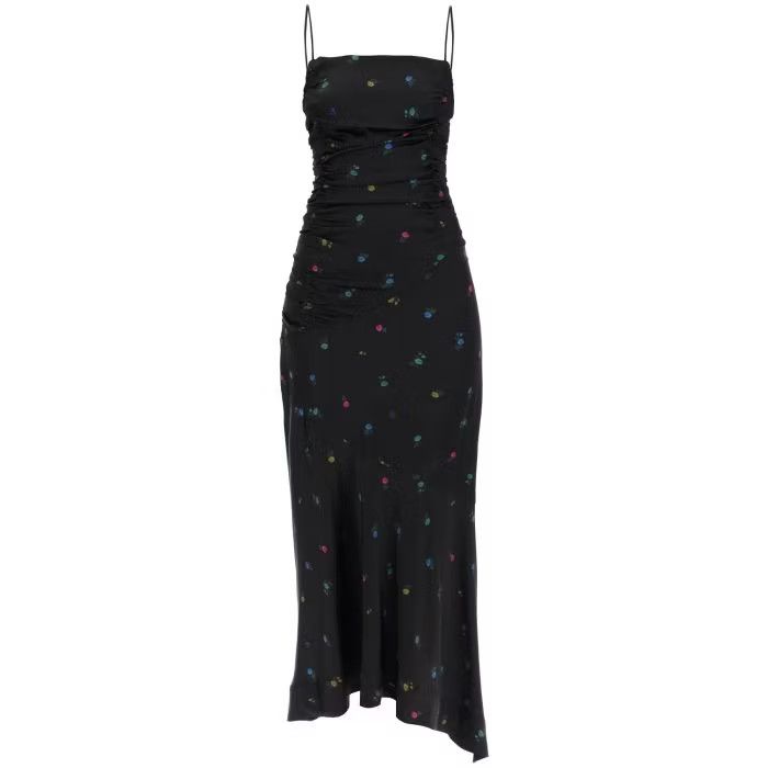 image of Ganni O1S22I1N0524 Floral Maxi Dress In Black, Women's (Size XS)