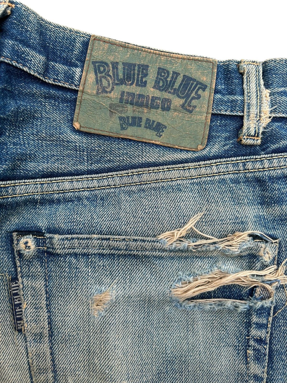 Kapital Thrashed Vintage Blue Blue Indigo Selvedge Denim Jeans Size US 32 / EU 48 - 6 Thumbnail