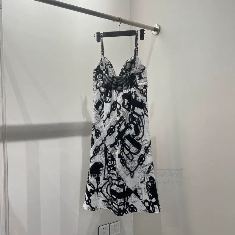 Hermes Hermes Black and White Watercolor Rattle Dress, Silk Size XXS / US 00 / IT 34 - 5 Thumbnail