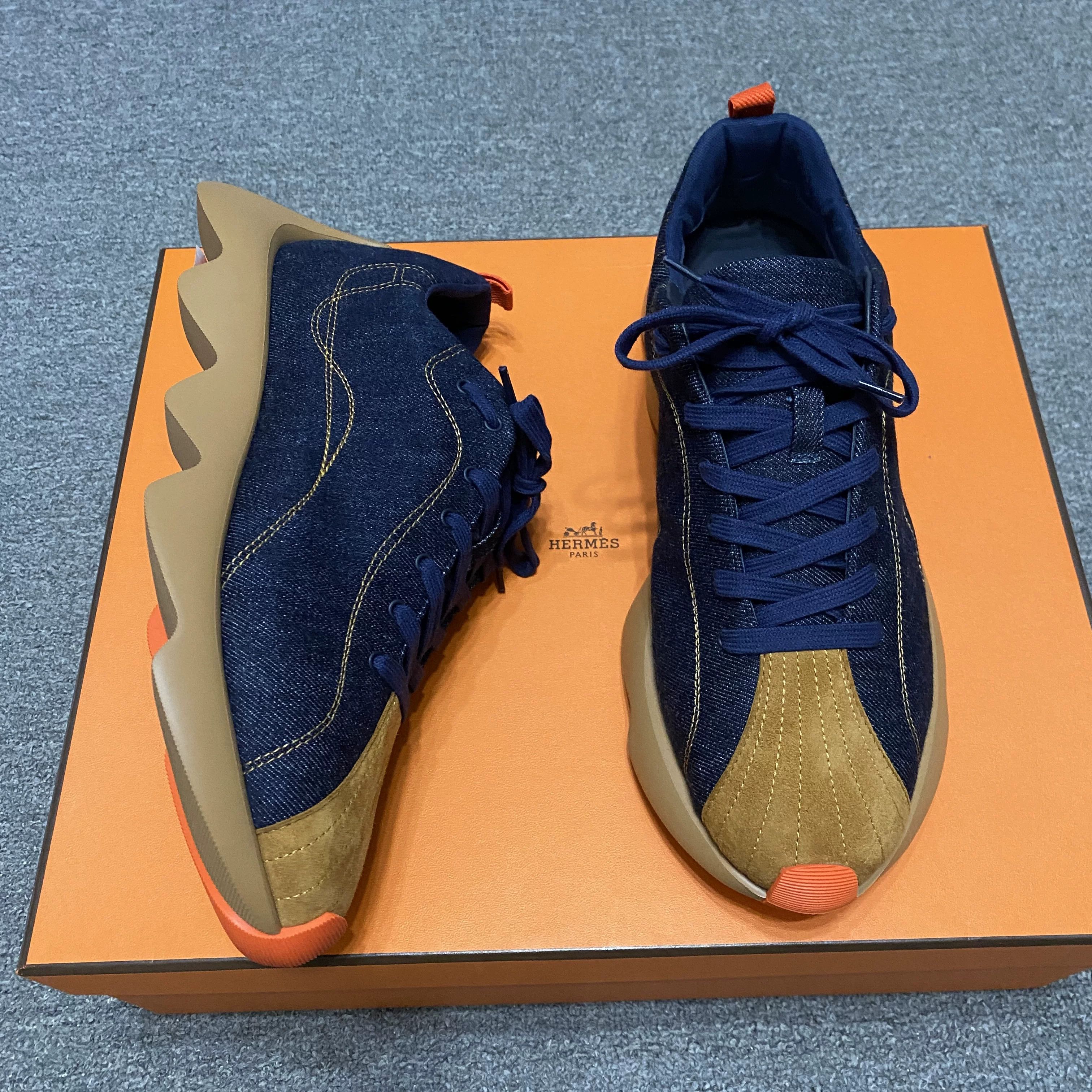 Hermes Hermès Denim Patchwork Casual Sneakers Size US 9.5 / EU 42-43 - 1 Thumbnail