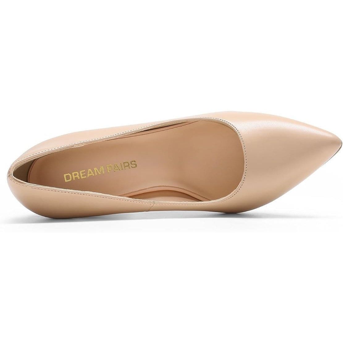 Other New Dream Pairs Women's 7.5 Tan Pointy Toe Block Heel Pumps Size US 7.5 / IT 37.5 - 4 Thumbnail