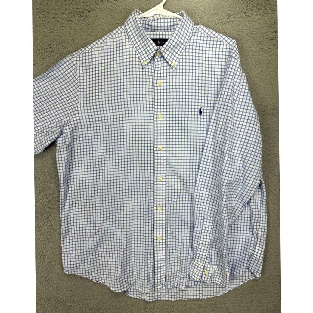 Ralph Lauren Ralph Lauren Button Down Shirt Adult XL White Blue Grid Check Plaid Pony Mens Size US XL / EU 56 / 4 - 2 Thumbnail
