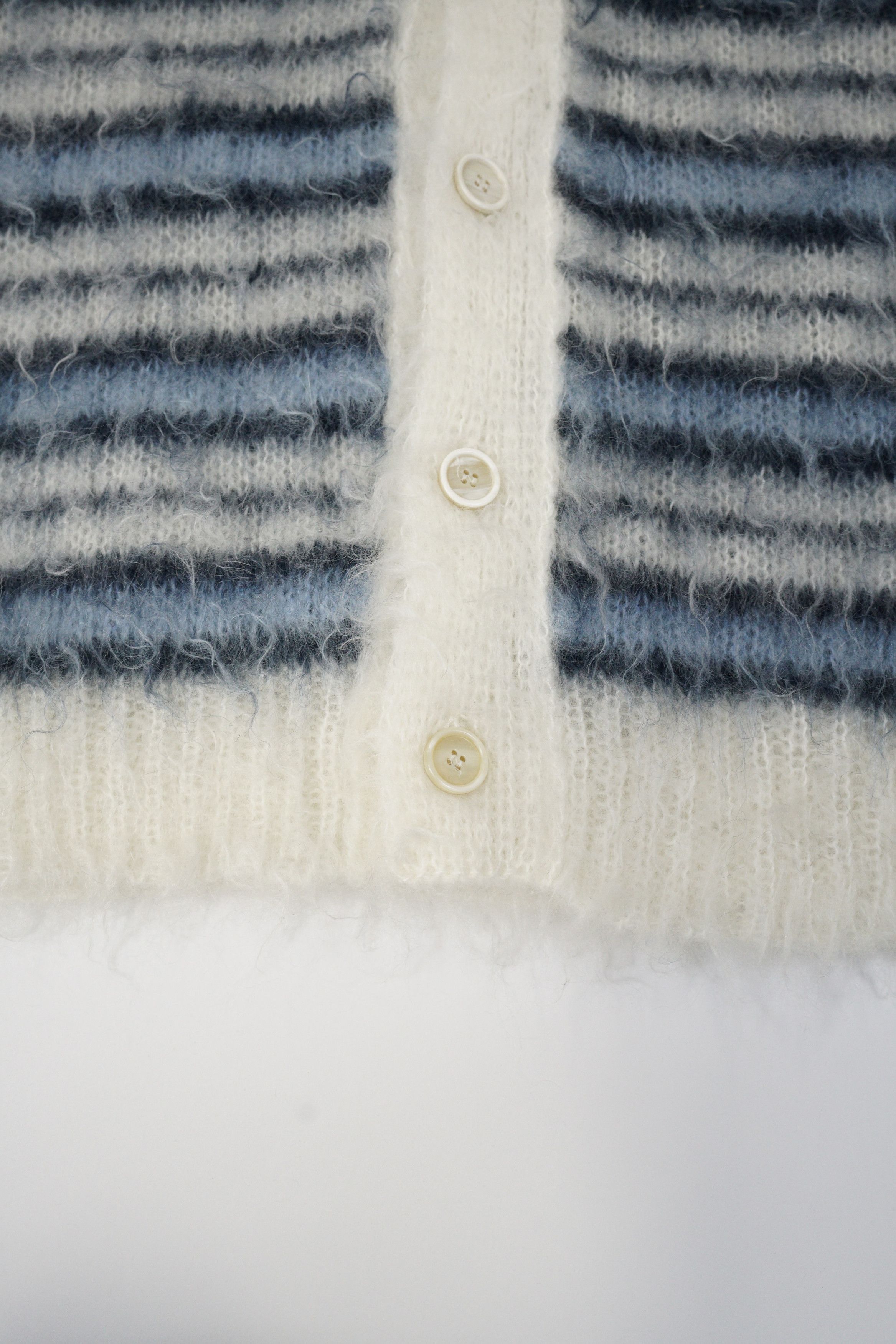 Marni Marni Striped Mohair Cardigan Lily White Blue Size US M / EU 48-50 / 2 - 4 Thumbnail
