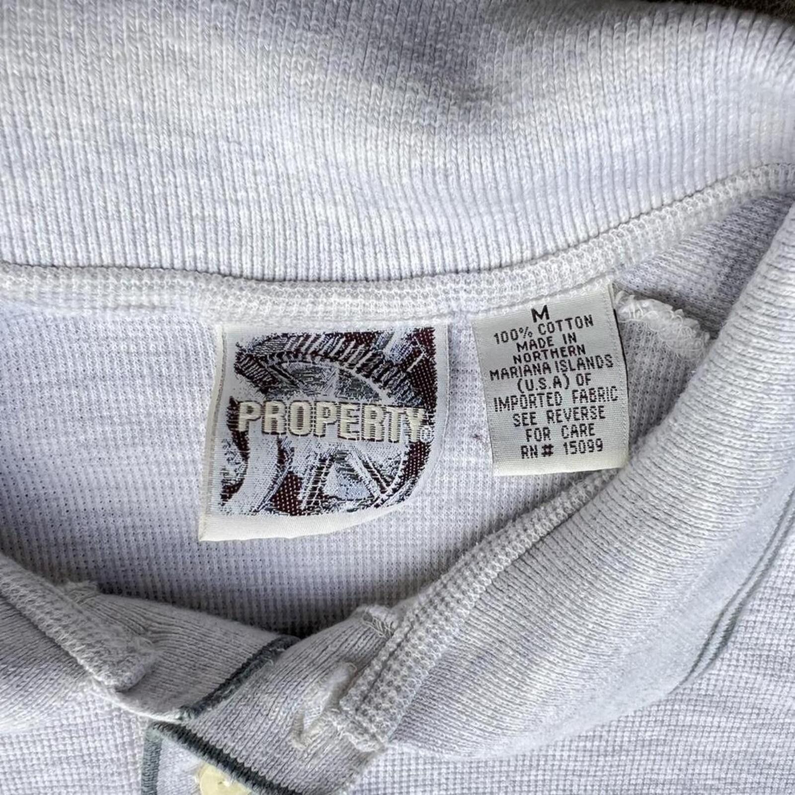 Vintage Neo-Vintage 90s Made in USA Cream Grey Waffle Knit Polo Size US M / EU 48-50 / 2 - 3 Thumbnail